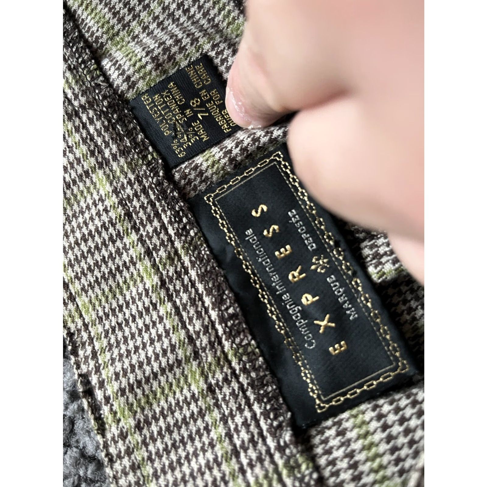 Express VINTAGE Compagnie Internationale Express Pants Womens 7/8 Brown Herringbone 1990s Tailored Business Size 28" / US 6 / IT 42 - 5 Thumbnail