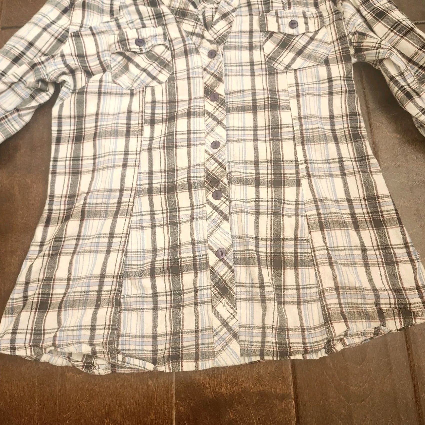 Vintage VINTAGE Passport Women's JUNIOR Plaid Button Up Shirt 3/4 Sleeve XS? Size S / US 4 / IT 40 - 5 Thumbnail