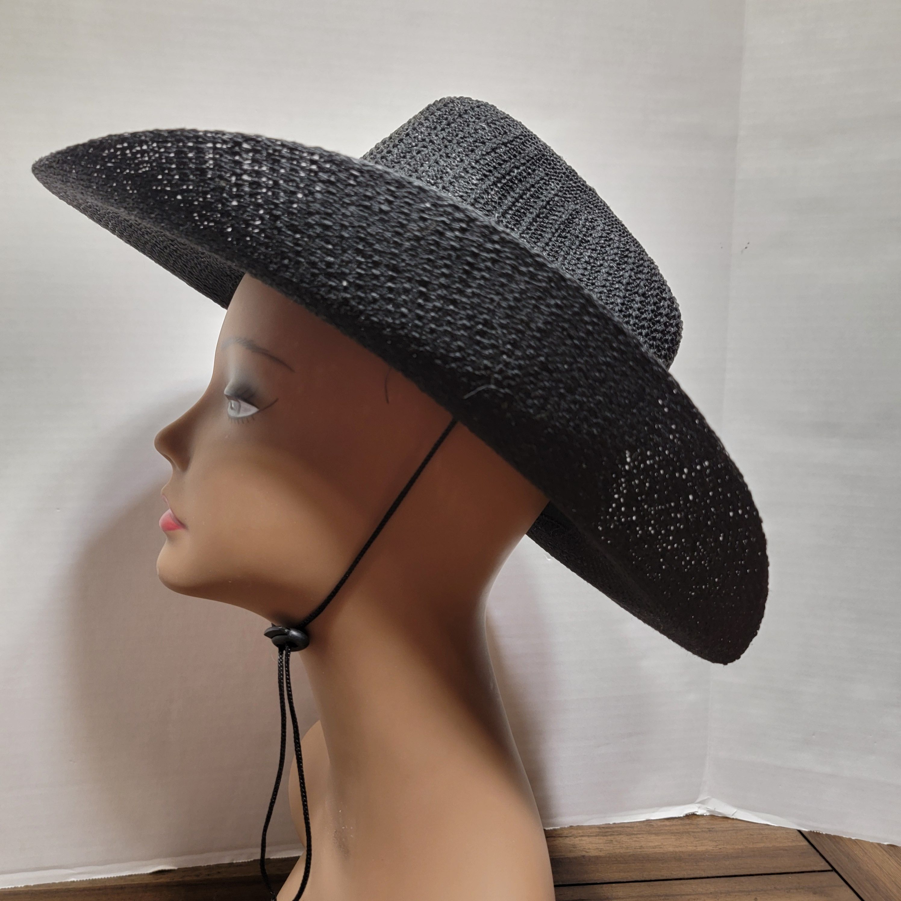 Other USA Black Cowboy Hat w/ Chin Strap Size ONE SIZE - 4 Thumbnail