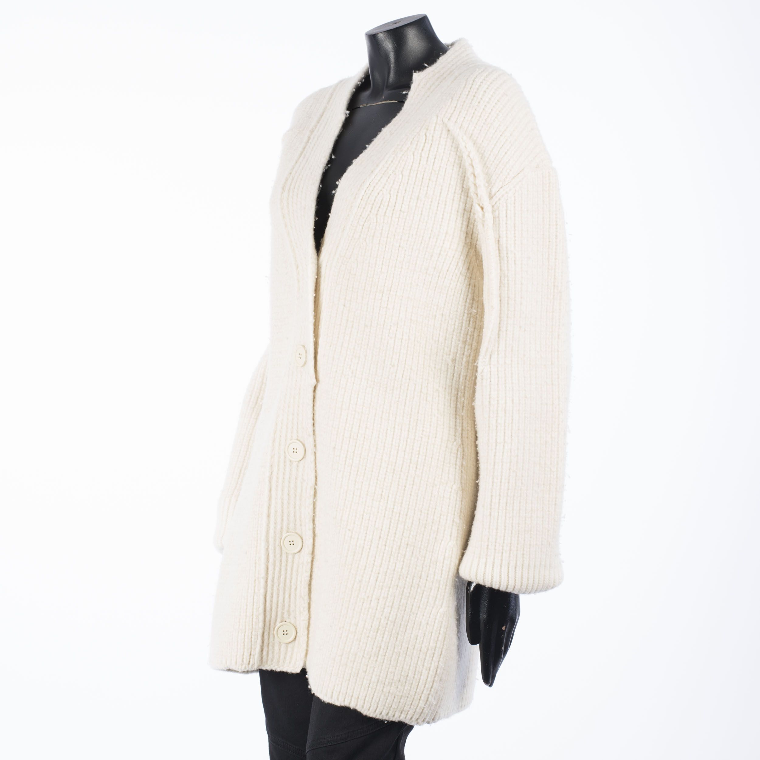 Bottega Veneta Oversized Cardigan in Thick Felted Ribbed Knit Cashmere Size XS / US 0-2 / IT 36-38 - 2 Thumbnail