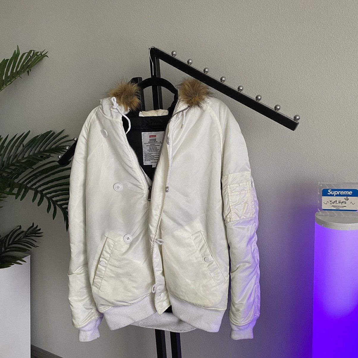 image of Supreme N-3B Bomber in White, Men's (Size Large)