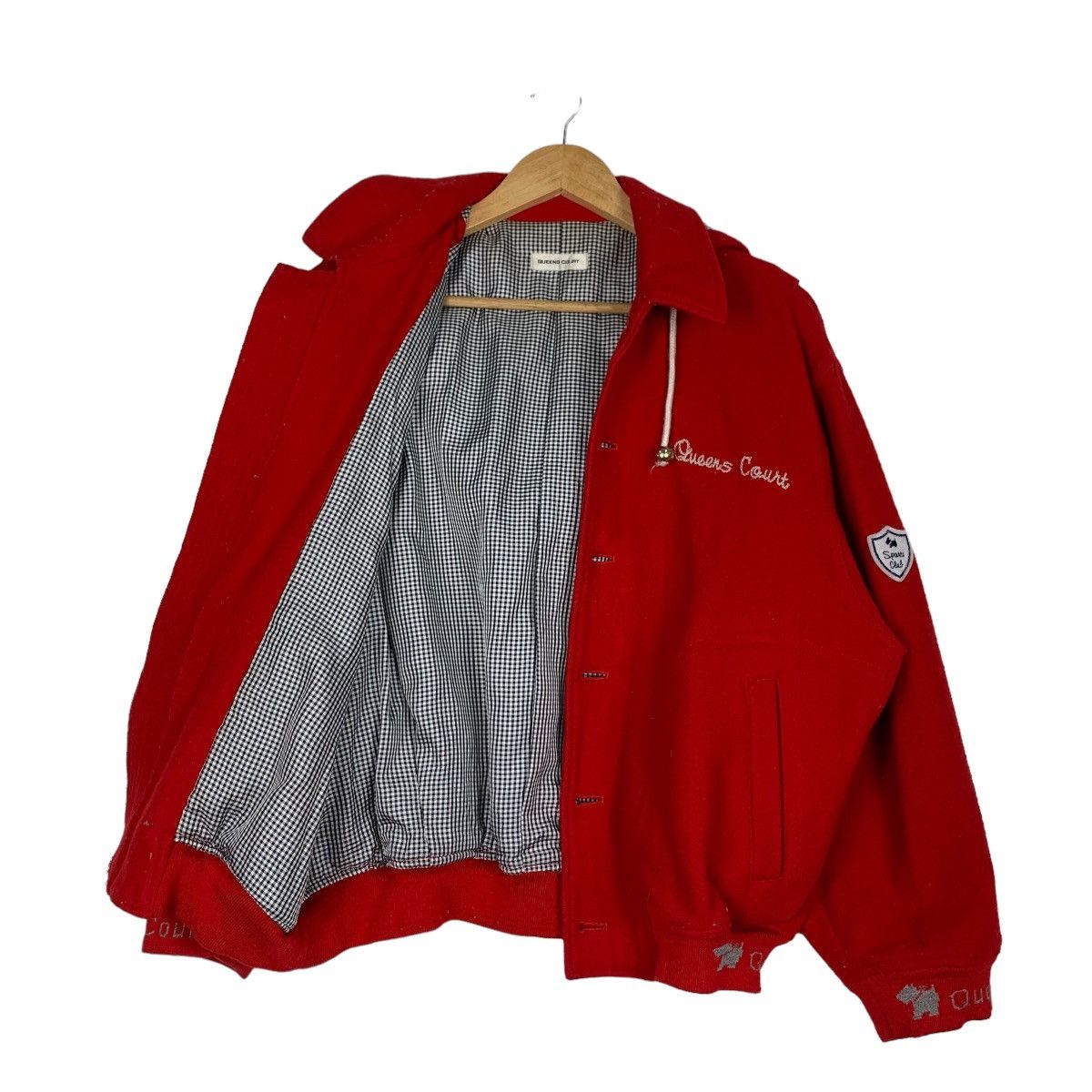 Japanese Brand QUEENS COURT Red Wool Bomber Jacket #0939-C42 Size US M / EU 48-50 / 2 - 9 Thumbnail