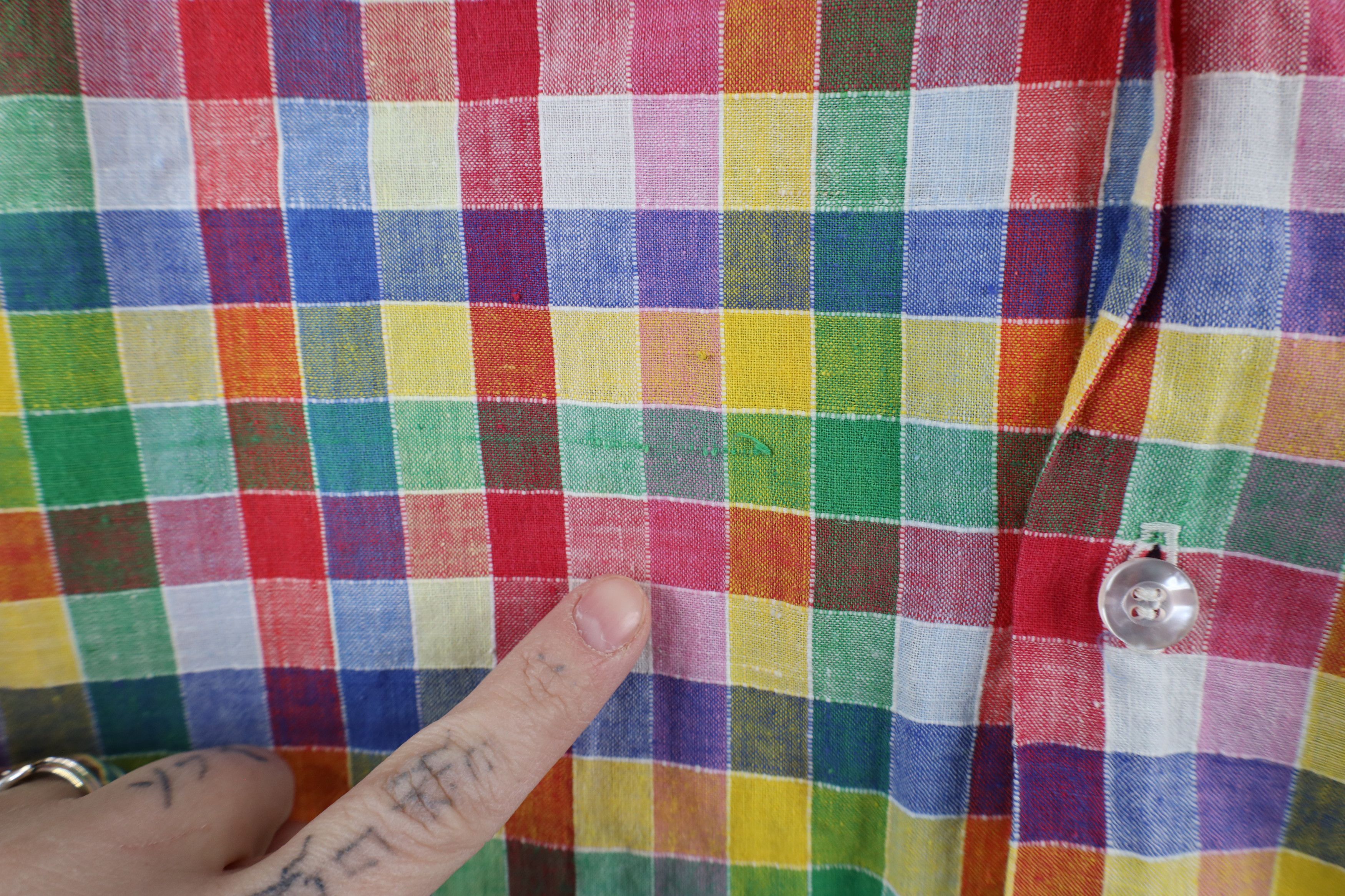 Vintage Vintage 60s 70s Streetwear Checkered Linen Button Shirt Size US L / EU 52-54 / 3 - 6 Thumbnail