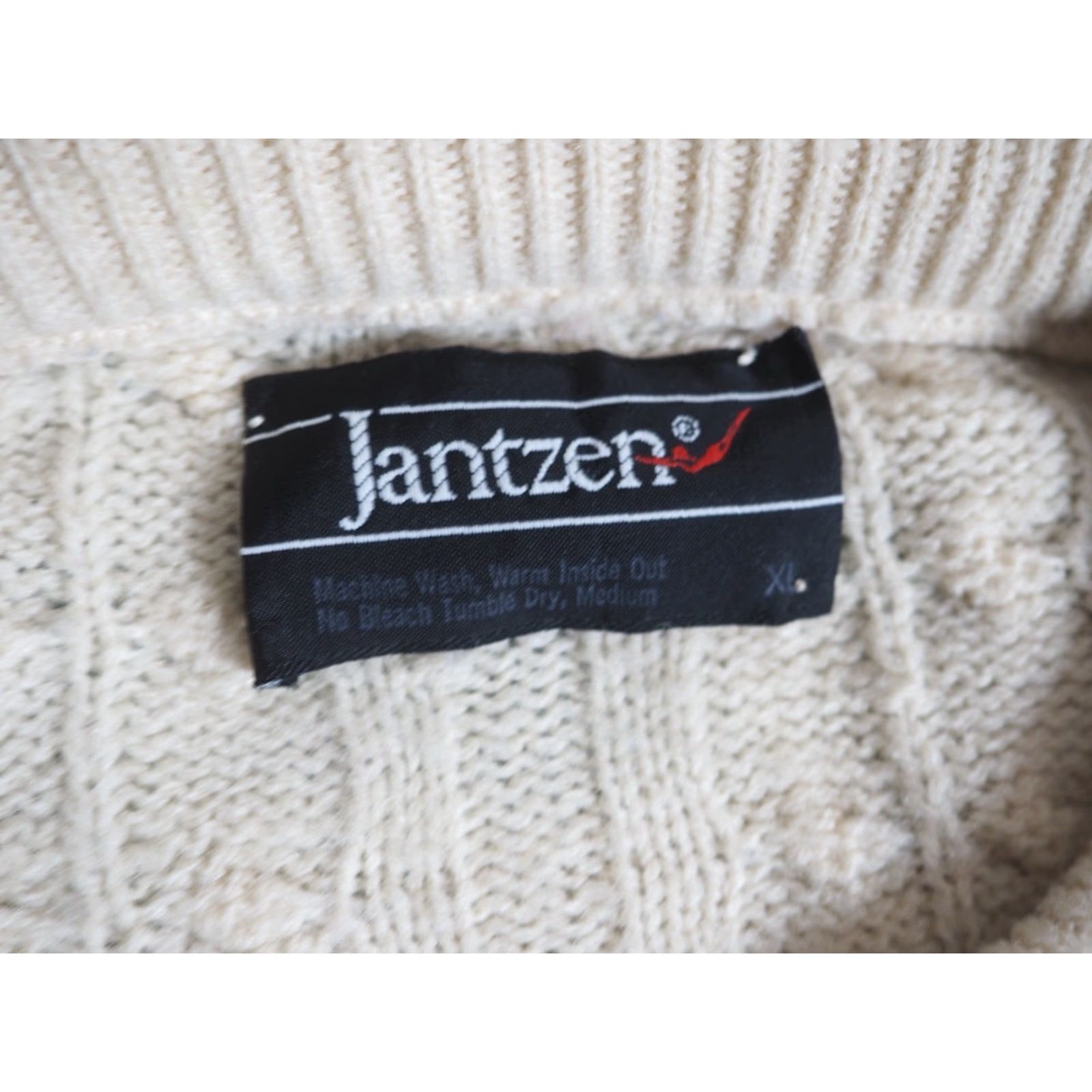 Jantzen VTG 70s 80s Jantzen Ivory Cream Cable Knit Acrylic Fisherman Pullover Sweater XL Men's Wool? Size US XL / EU 56 / 4 - 3 Thumbnail