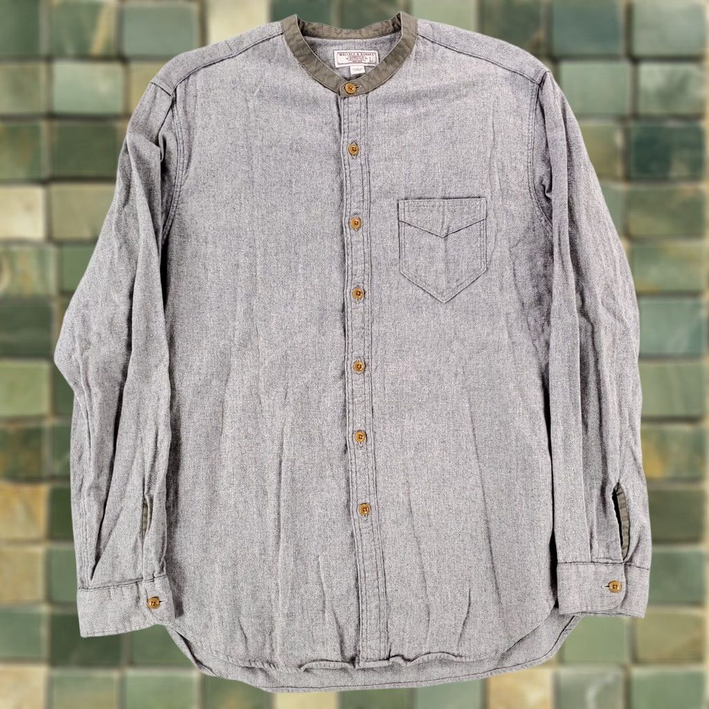 Wallace & Barnes Wallace & Barnes Banded Collar Button-Up Shirt Long Sleeve Gray Mens L Size US L / EU 52-54 / 3 - 1 Thumbnail