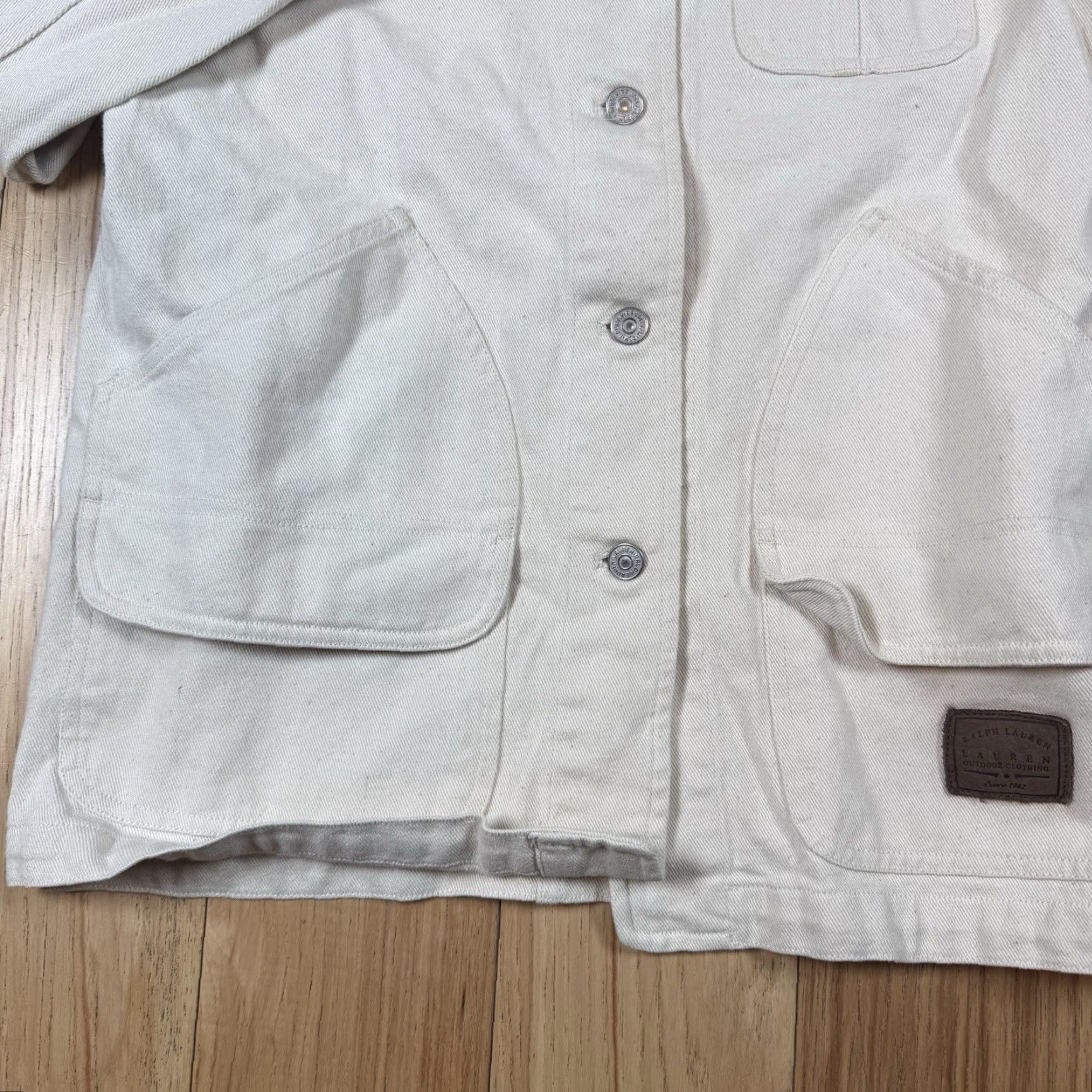 Vintage Lauren Ralph Lauren Denim Jacket Women’s PP Petite Ivory Button Jacket Size 24" / US 00 / IT 34 - 4 Thumbnail