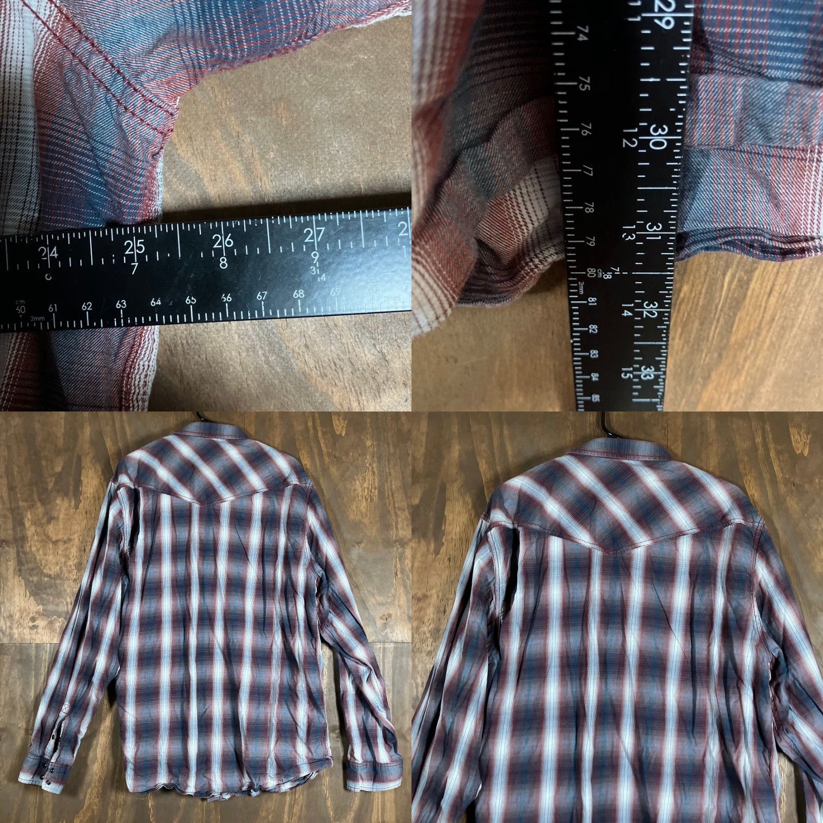 Cody James Cody James Mens Shirt Western Plaid Navy Red 3XLT Pearl Snap Button-Up Collared Long Sleeve 3XLT Casual Workwear Big & Tall Size US XXL / EU 58 / 5 - 8 Thumbnail