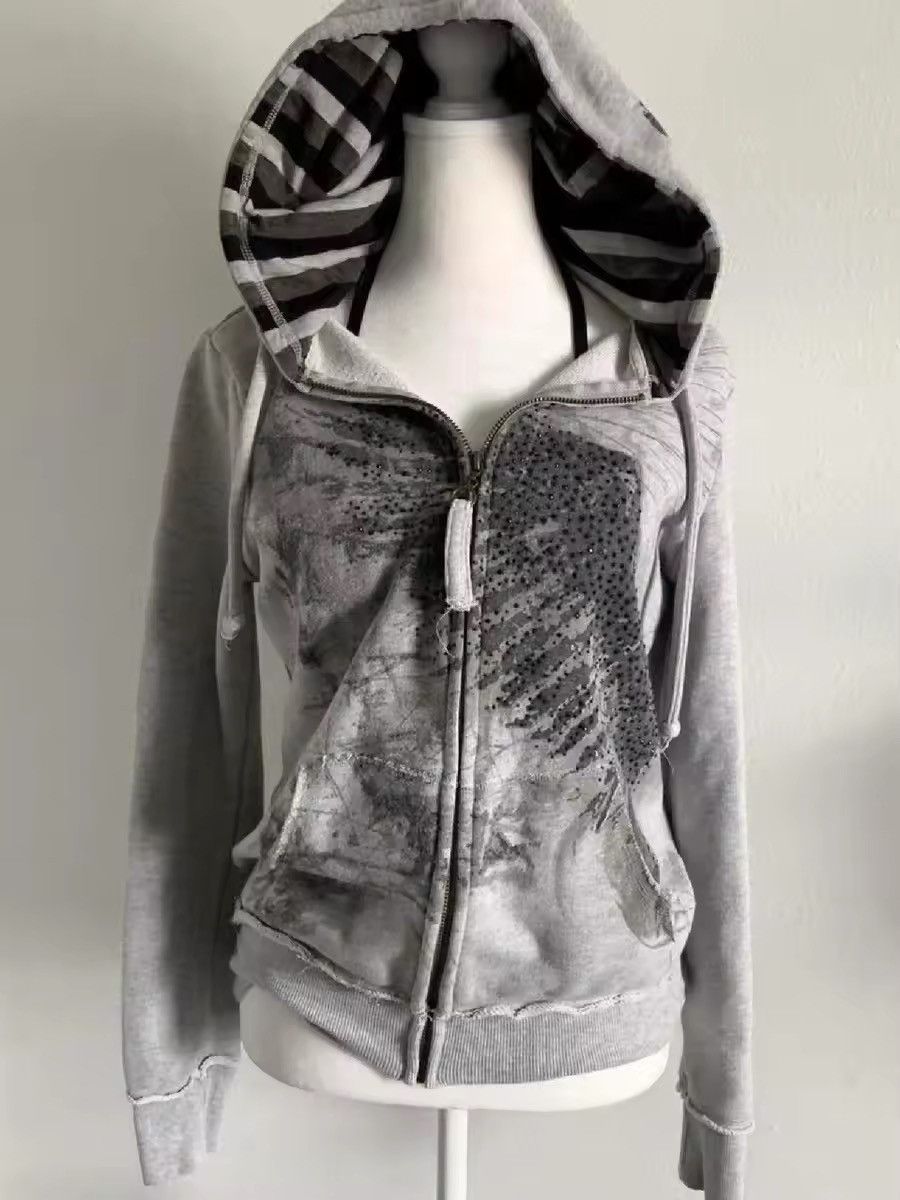 Japanese Brand Harajuku Gothic Rhinestone Zipper Hoddie Size XXL / US 16-18 / IT 52-54 - 1 Thumbnail