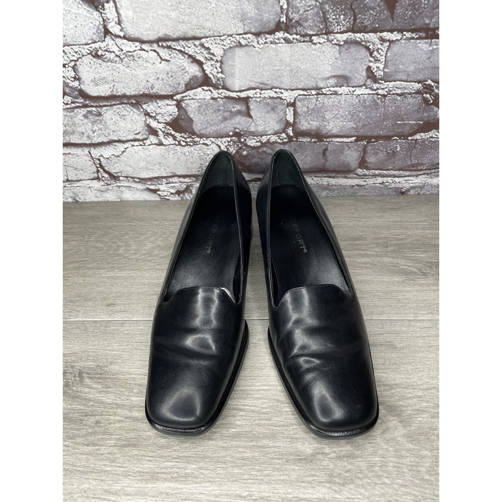 Rockport Rockport Black Leather Square Toe Pumps Heel Work Shoes Wome Size US 9 / IT 39 - 23 Thumbnail