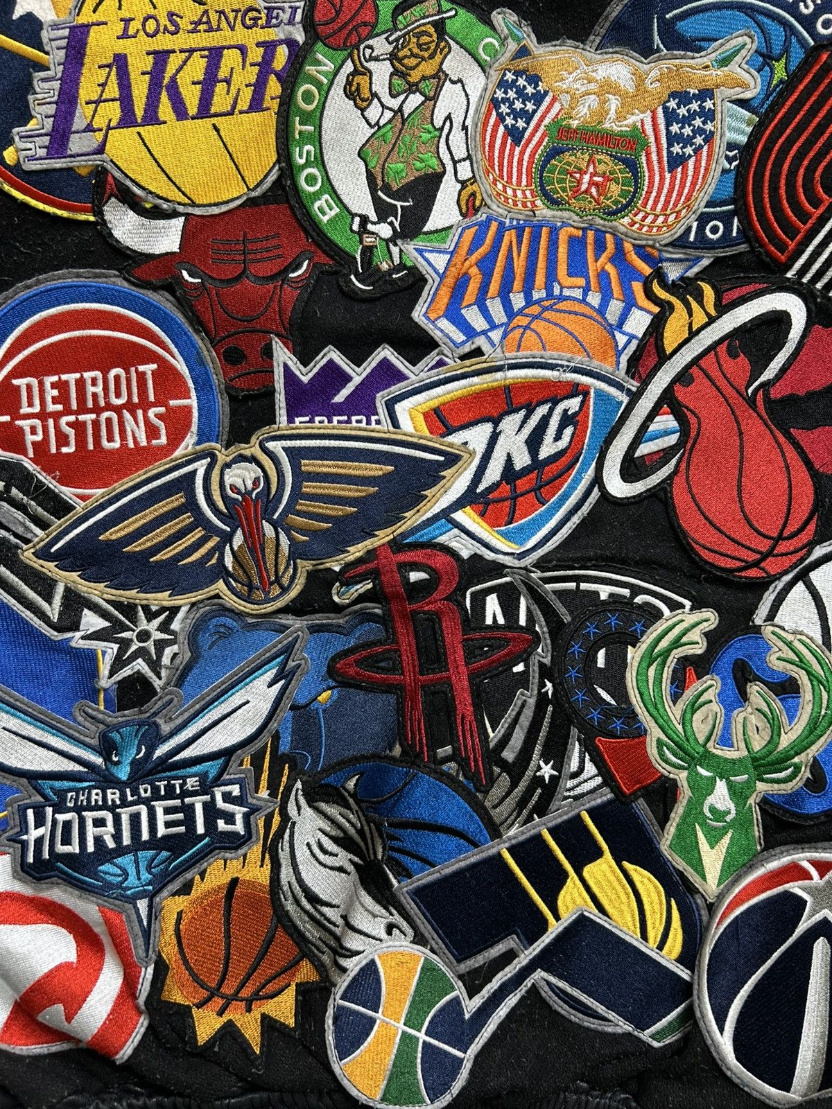 Jeff Hamilton Jeff Hamilton NBA Mega Patches Leather Wool Jacket AOP Rare Size US M / EU 48-50 / 2 - 9 Thumbnail