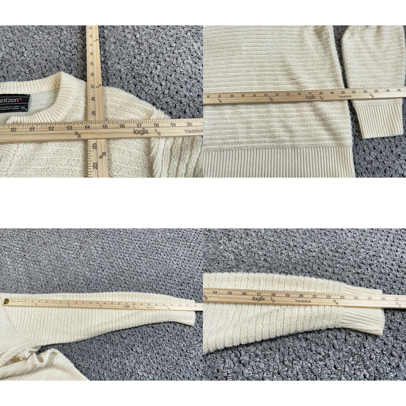 Jantzen VINTAGE Jantzen Sweater Shirt Adult Large Ivory Textured Henley 80s Classic Dad Preppy Mens Size US L / EU 52-54 / 3 - 8 Thumbnail