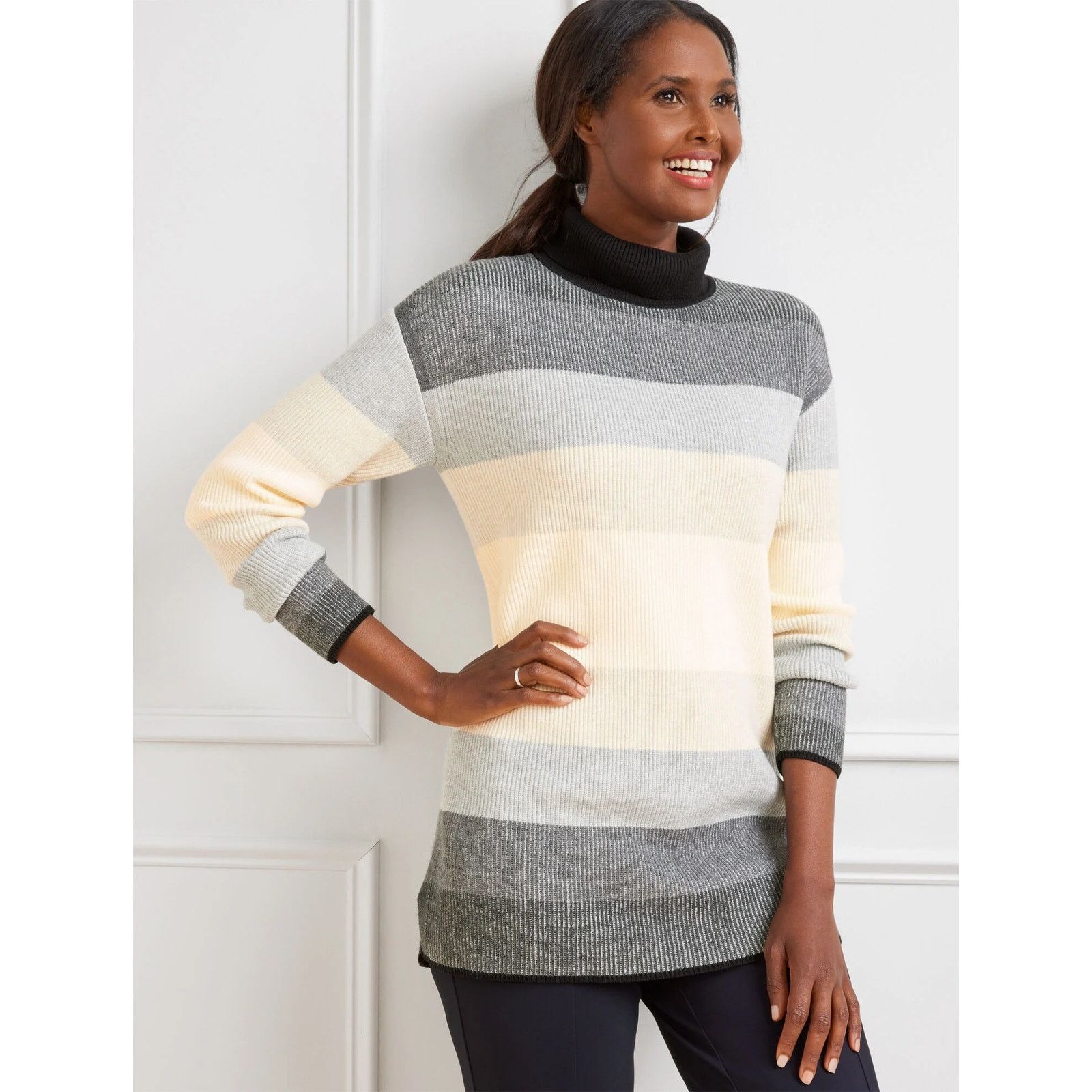 Other Talbots Striped Turtleneck Thermal Sweater Womens XLP Size XL / US 12-14 / IT 48-50 - 1 Thumbnail