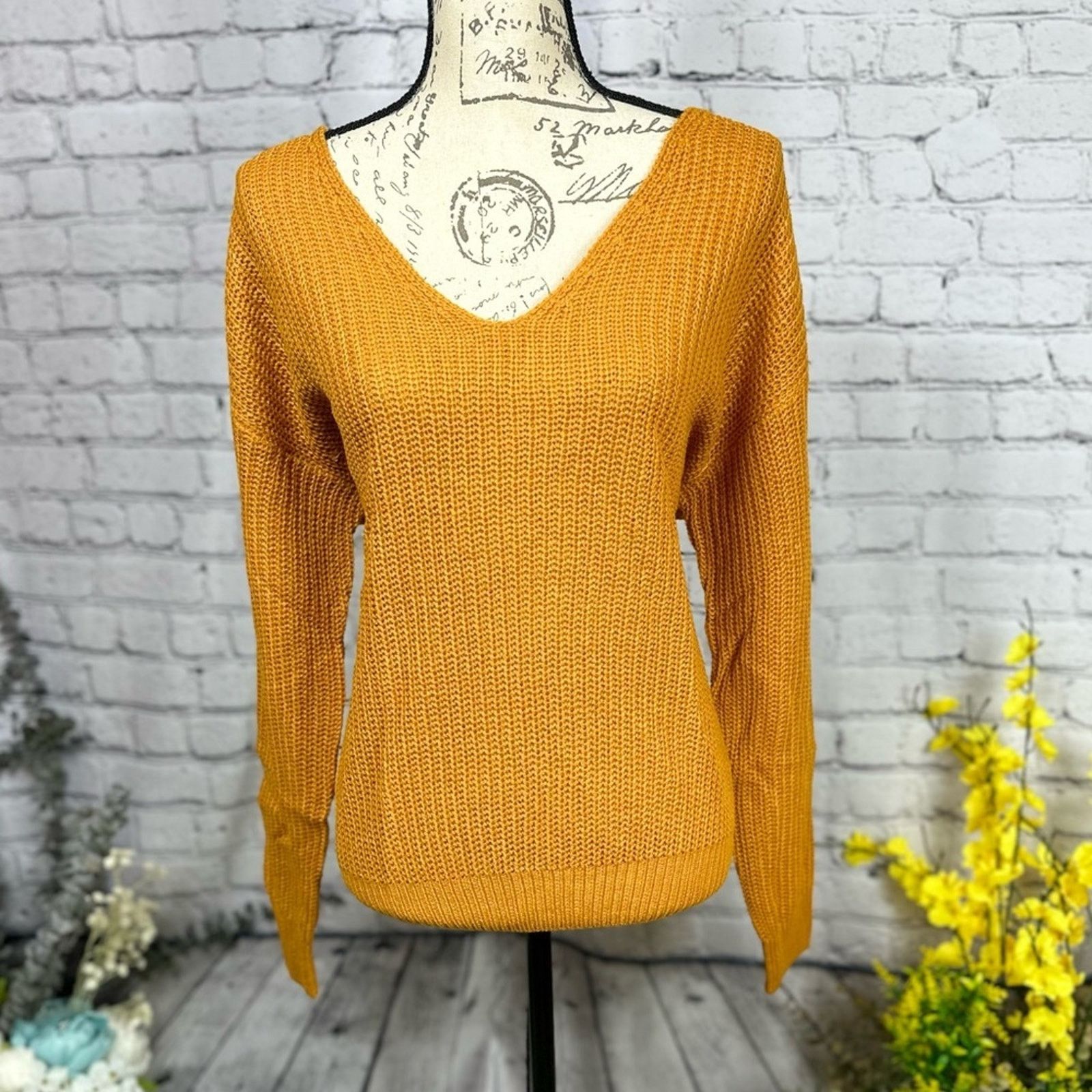 Other Reversible Twisted Knit Long Sleeve Fall Sweater Mustard M Size M / US 6-8 / IT 42-44 - 8 Thumbnail