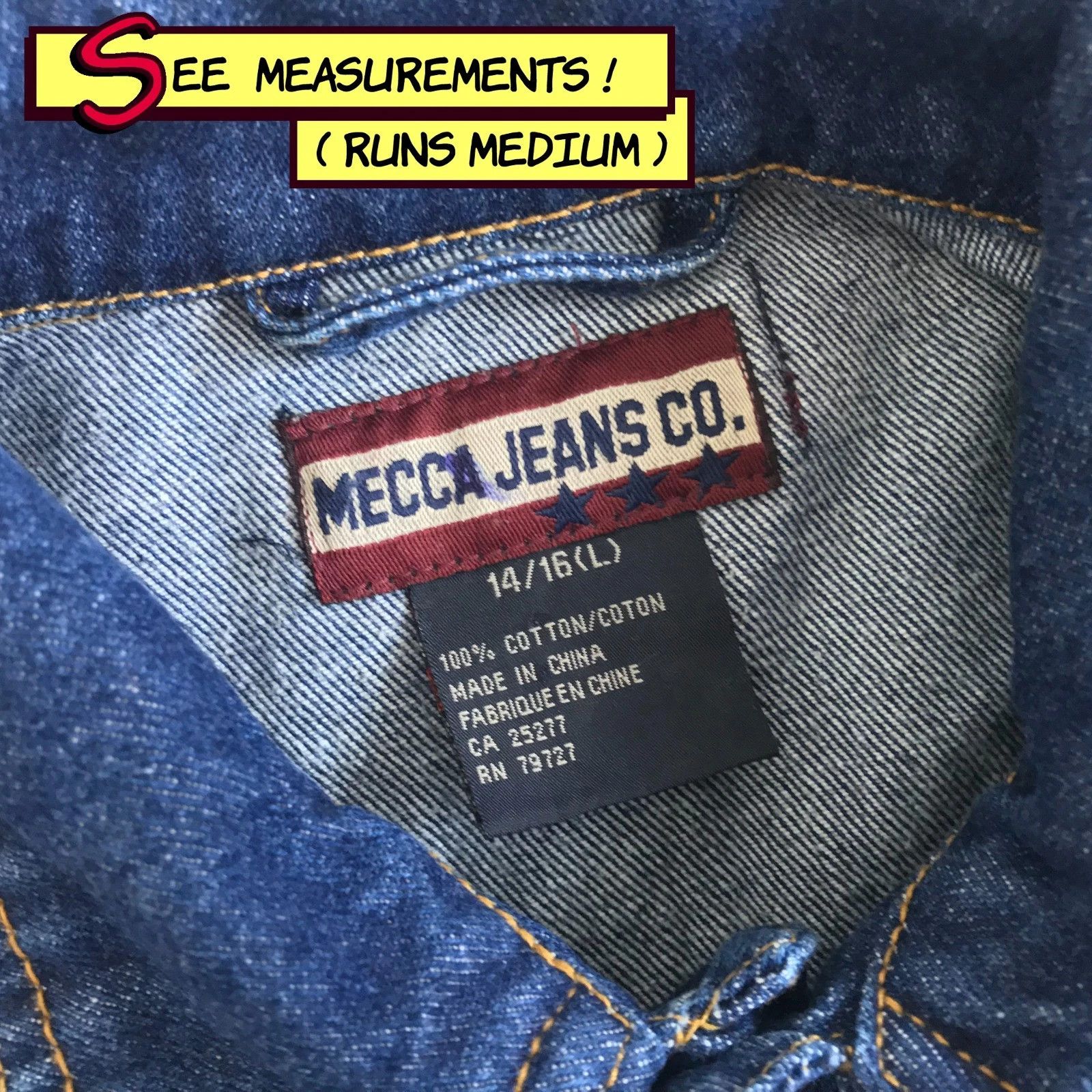 Mecca Vintage 90s MECCA Jeans Denim Jacket Hip hop Oversize Rap Size US S / EU 44-46 / 1 - 7 Thumbnail