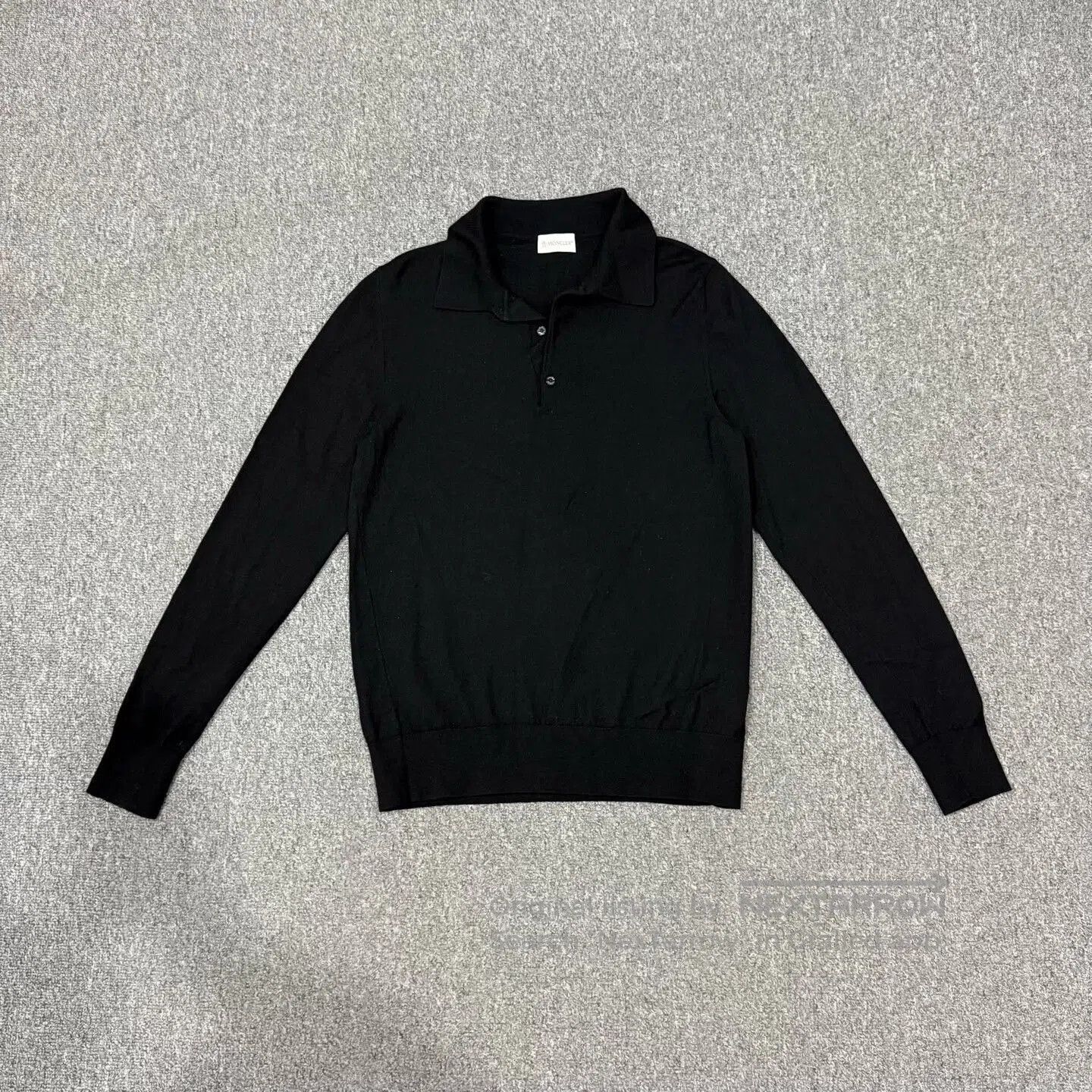 Moncler black knitted wool polo shirt by Moncler. Size US M / EU 48-50 / 2 - 1 Thumbnail