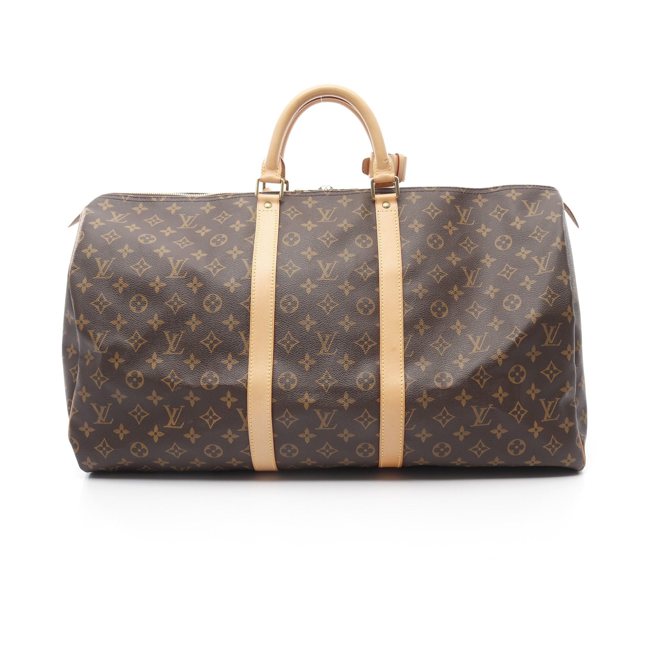 Louis Vuitton Louis Vuitton Keepall 55 Monogram Boston Bag Leather Brown Size ONE SIZE - 1 Thumbnail