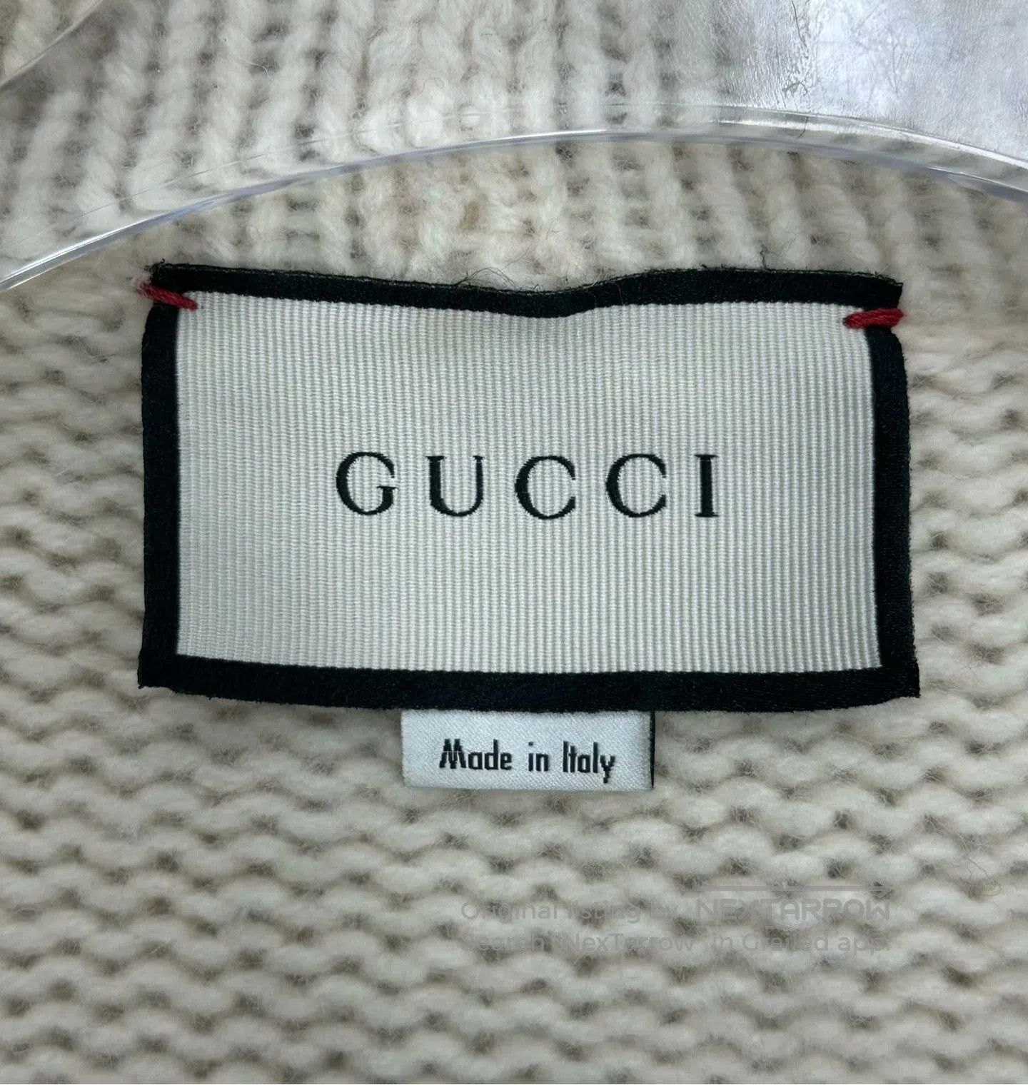 Gucci Guicci Beige Red and Green Striped Knit Cardigan| Size L / US 10 / IT 46 - 3 Thumbnail