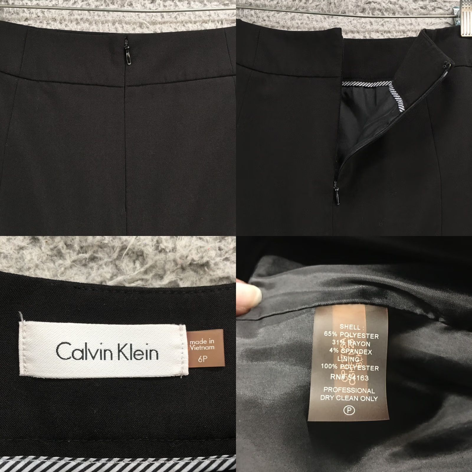 Calvin Klein Calvin Klein Skirt Women 6P Black Flat Front Back Zip Knee Length Pencil Straight & Size 28" / US 6 / IT 42 - 9 Thumbnail