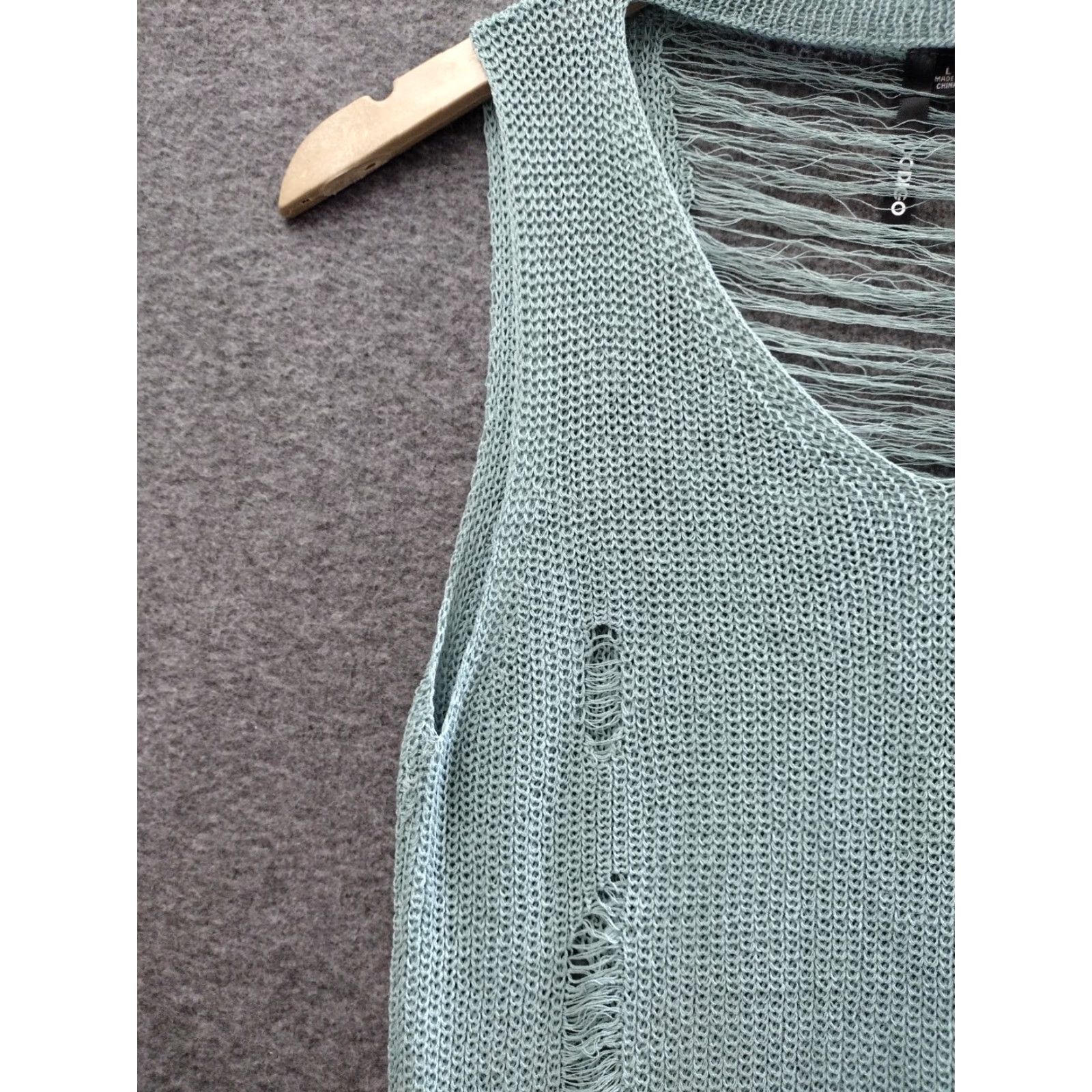 Vintage Codigo Women's Dress Sleeveless Light Green L V-Neck Crochet Short Bodycon - 90s Sexy ANGEL Inspired? Size 36" / US 14 / IT 50 - 7 Thumbnail