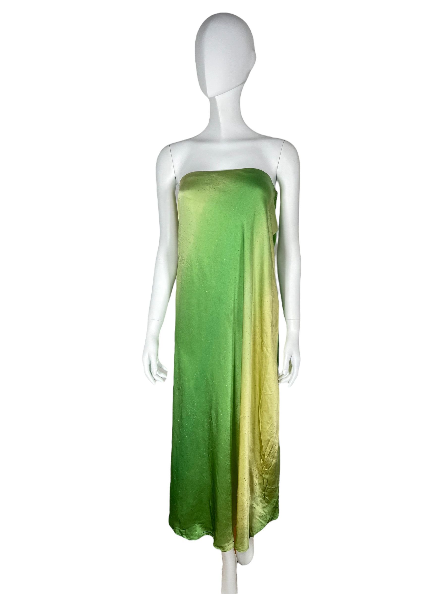 Roberto Cavalli Roberto Cavalli 1990s Green-to-gold Silk Maxi Skirt. Size 28" / US 6 / IT 42 - 4 Thumbnail