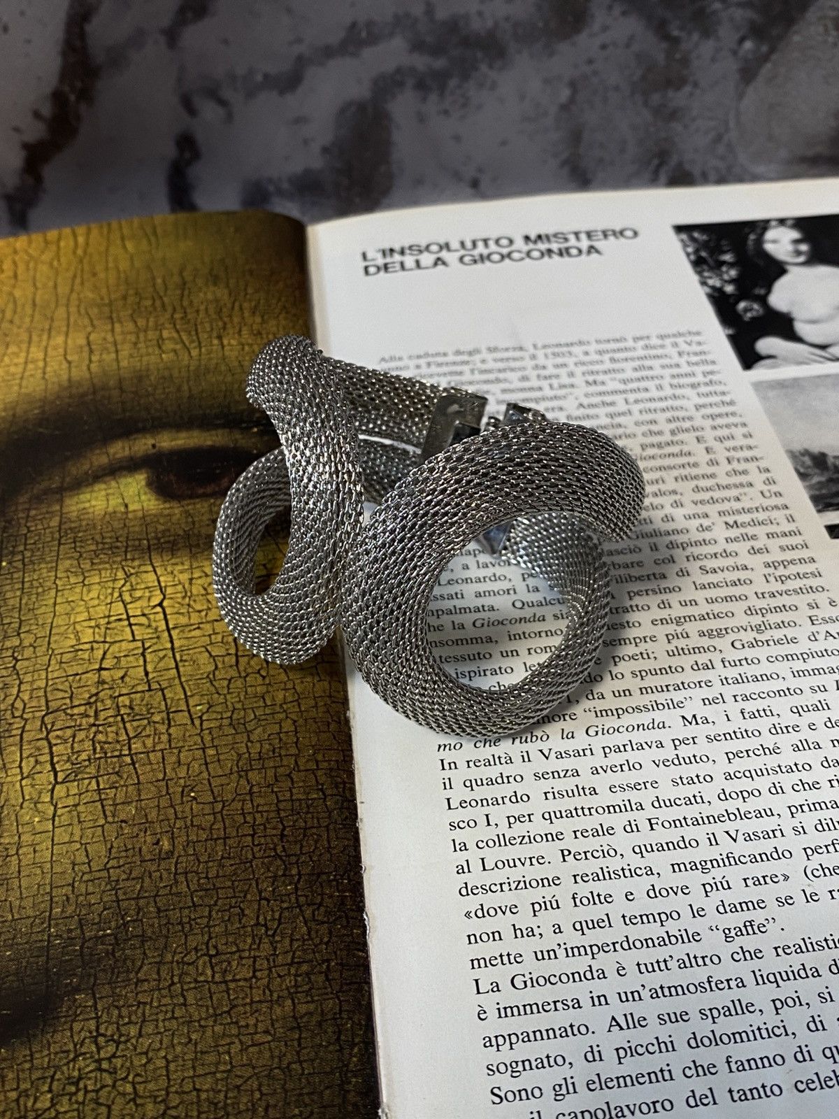 Hysteric Glamour Large Silver Mesh Twisted Statement Bangle Bracelet Size ONE SIZE - 1 Thumbnail