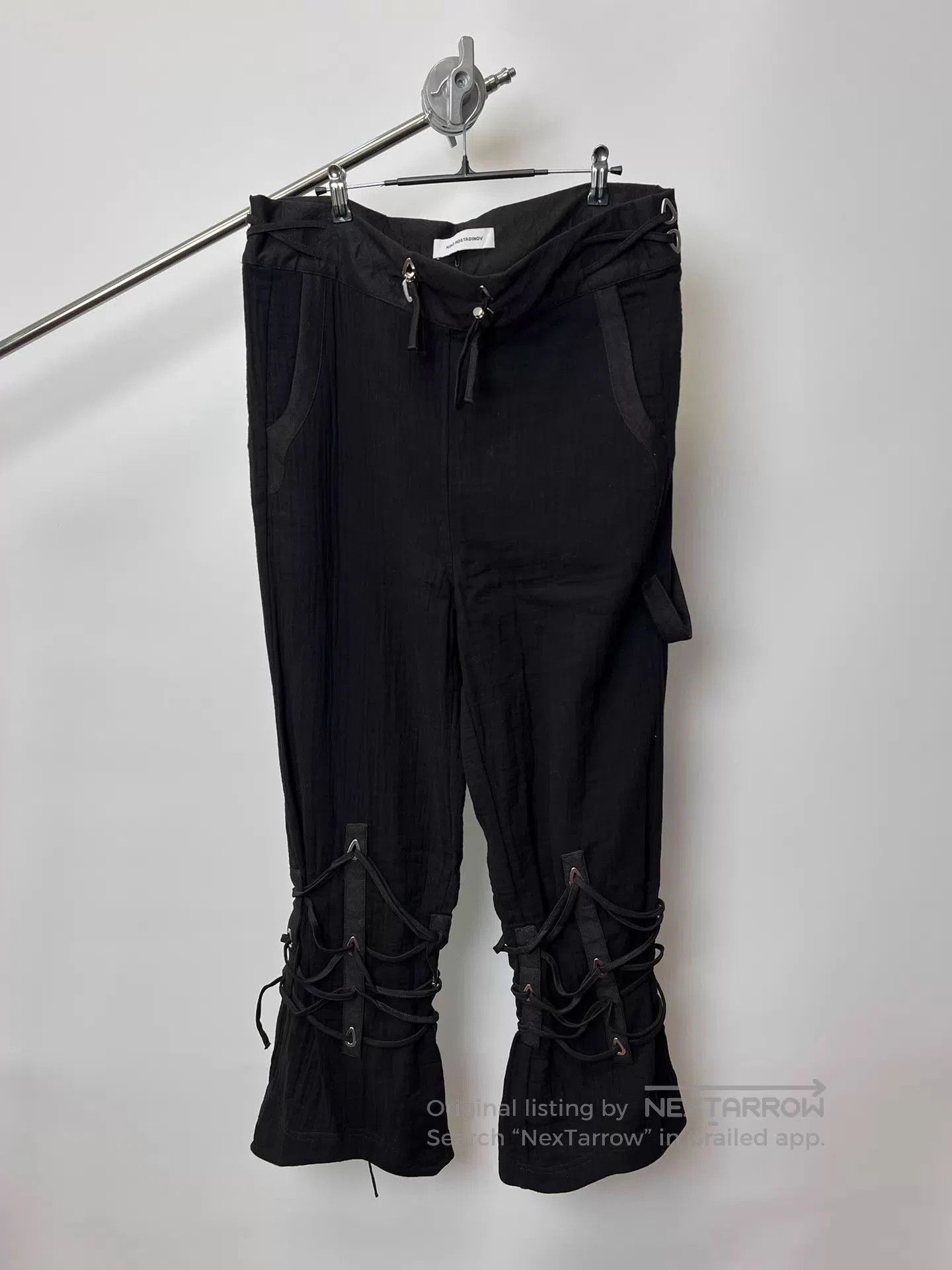 Kiko Kostadinov Black High-Waist Lace-Up Detail Casual Pants. Size US 32 / EU 48 - 1 Thumbnail