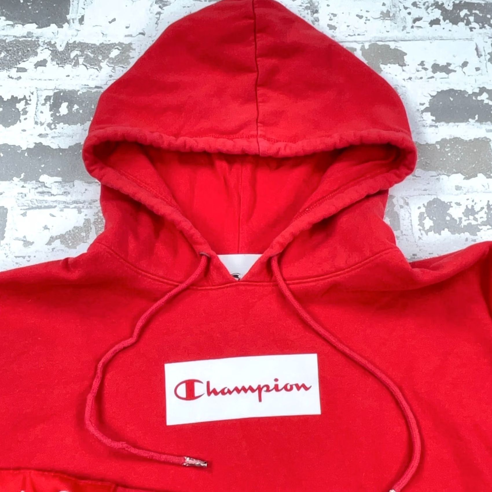 Champion Champion Hoodie Men Medium Red White Sweatshirt Sweater Spell Out Classic Retro Size US M / EU 48-50 / 2 - 2 Thumbnail