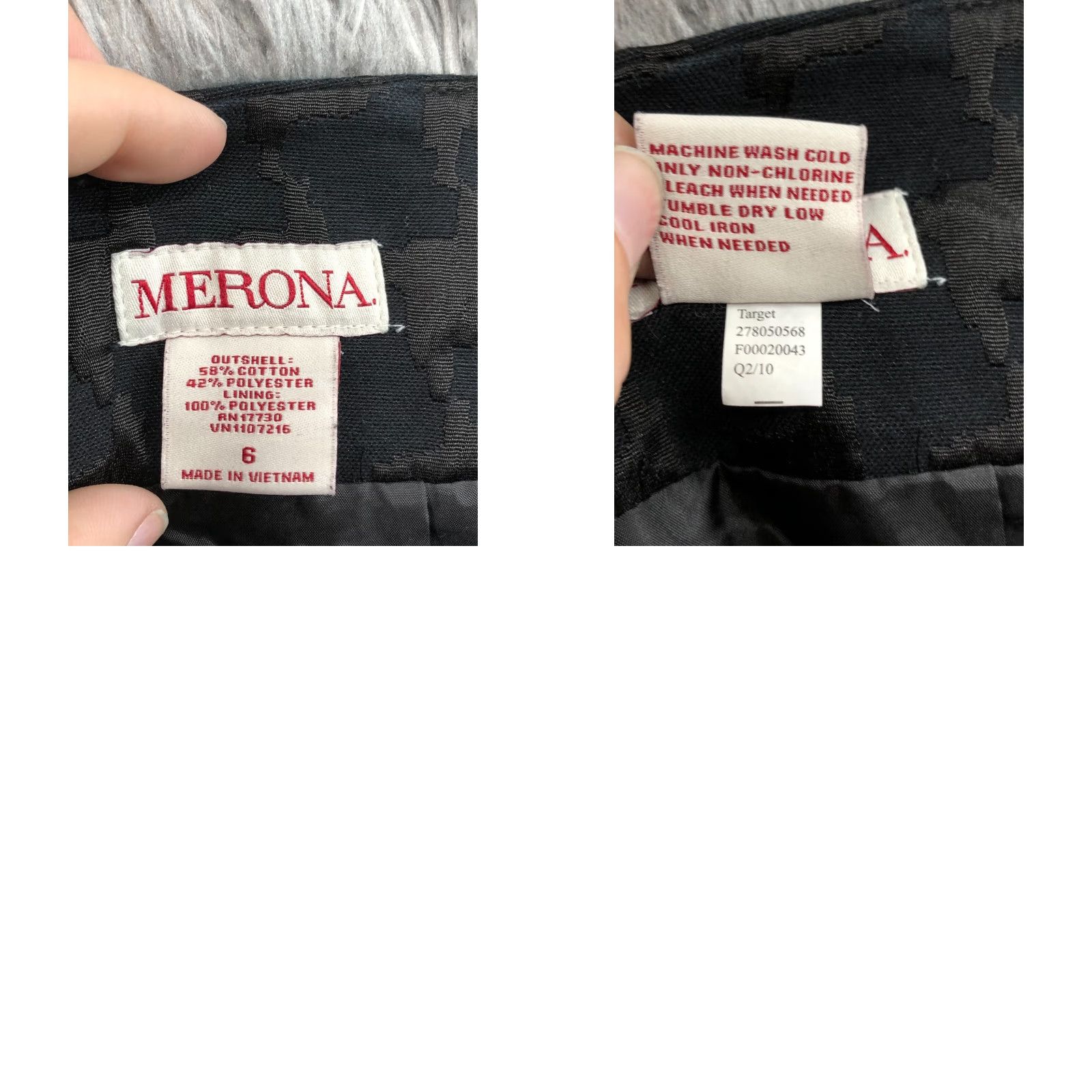 Merona Merona Skirt Women Regular Midi Black Houndstooth Button Flat Front Pockets Slit Cotton Tweed All Seasons Party/Cocktail Casual Driving City 6 Womens Size 28" / US 6 / IT 42 - 8 Thumbnail