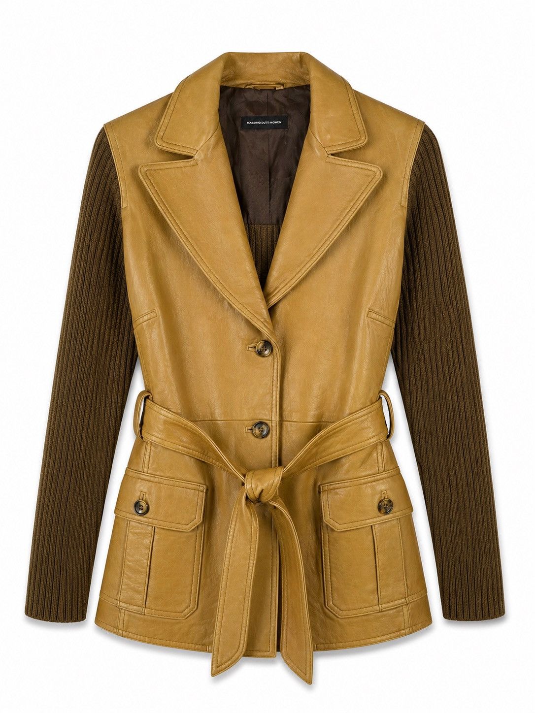 Massimo Dutti Vintage Massimo Dutti Women Leather Knit Hybrid Jacket Belt Size S / US 4 / IT 40 - 1 Thumbnail