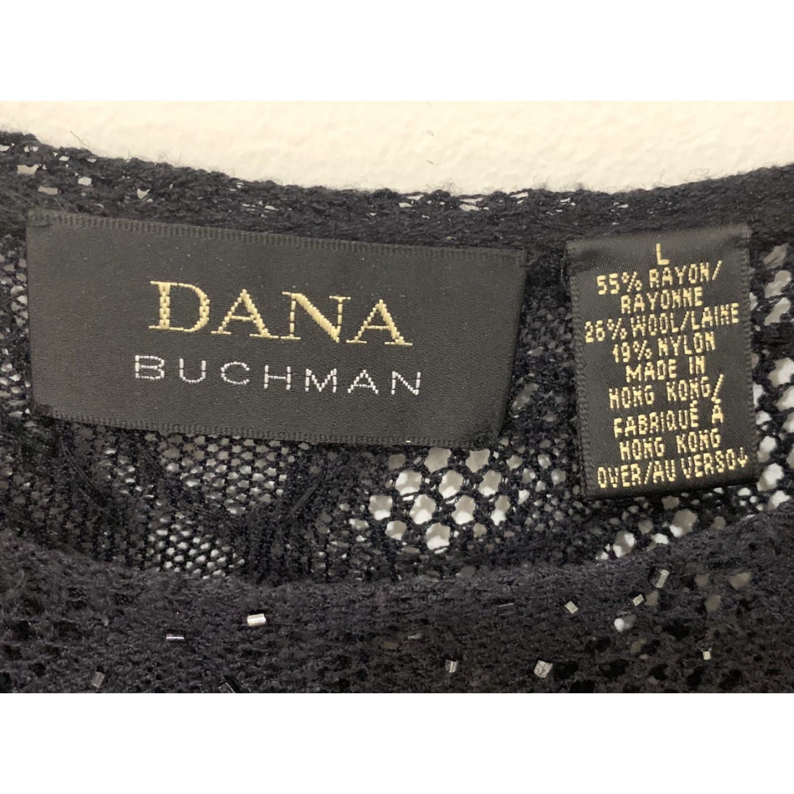 Vintage Womens Dana Buchman Blouse Shirt Beaded Black Sheer Lace Sz L GUC Size L / US 10 / IT 46 - 3 Thumbnail