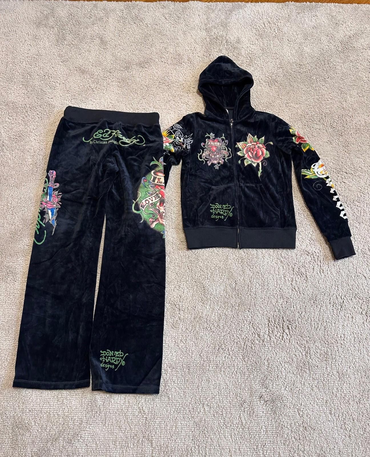 Ed Hardy Vintage Y2k Ed Hardy Tattoo Cropped Jacket pants Bundle Size L / US 10 / IT 46 - 1 Thumbnail