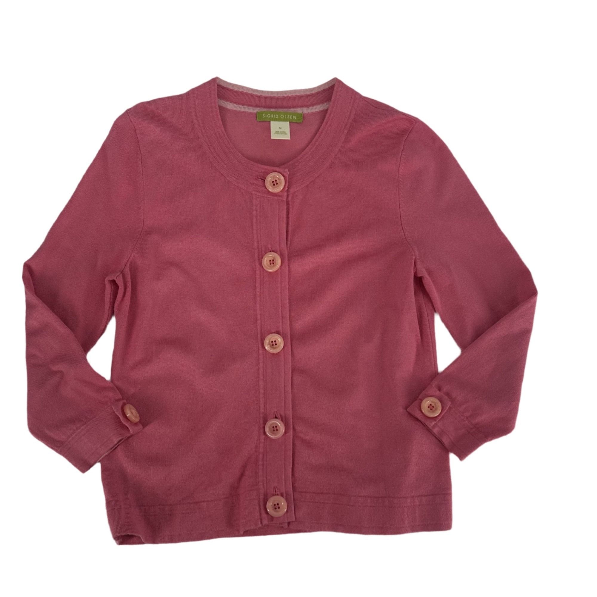 Other Sigrid Olsen Dusty Rose Button-Front Crewneck Cardigan Size Size M / US 6-8 / IT 42-44 - 4 Thumbnail