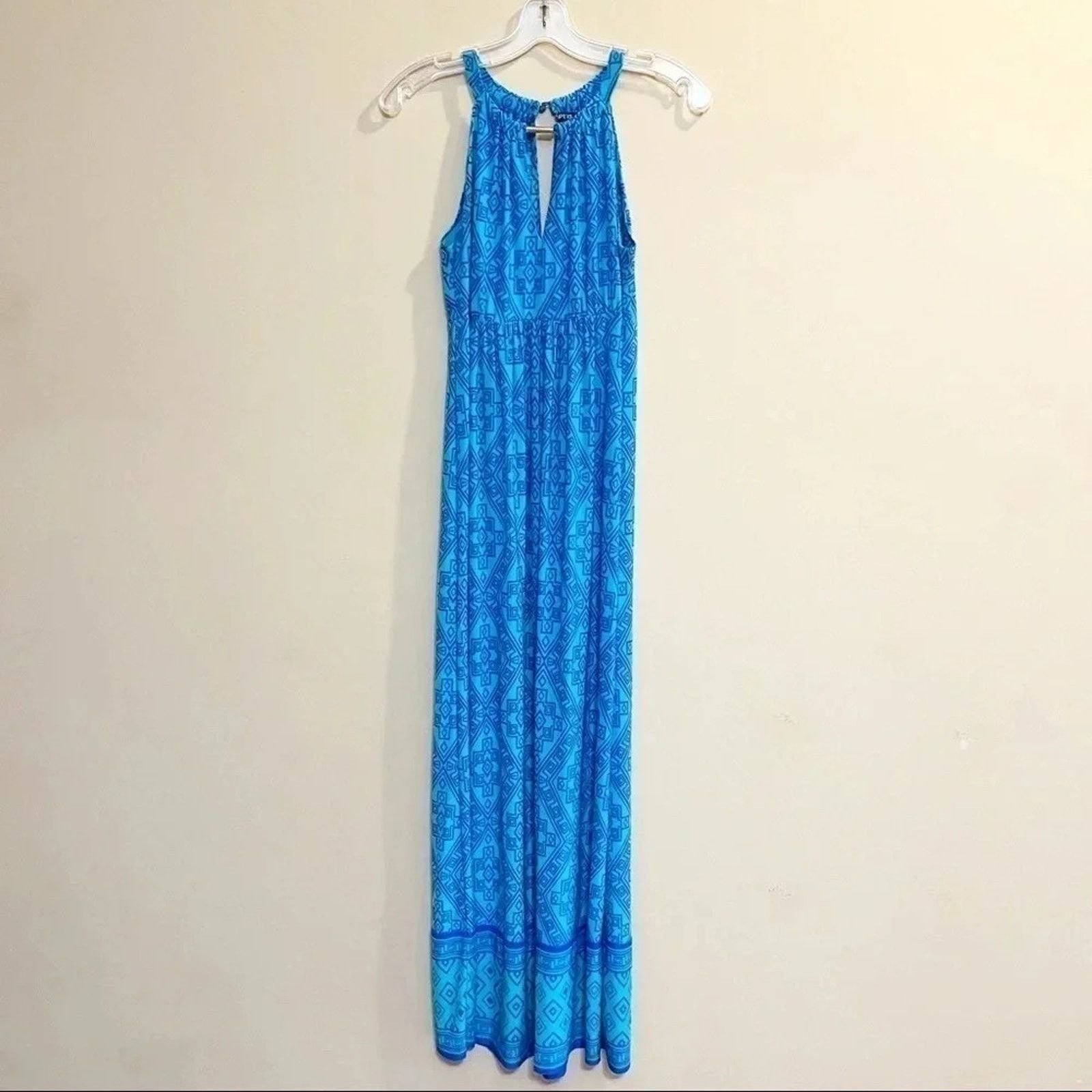 Apt. 9 Apt 9 Womens Dress XS Sleeveless Maxi Blue Aztec Print Size XS / US 0-2 / IT 36-38 - 1 Thumbnail