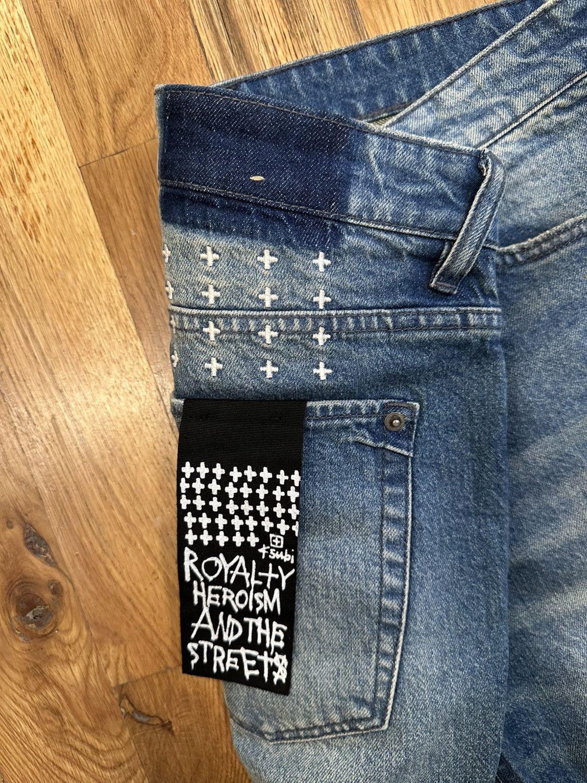 Ksubi Ksubi Knee High Logo Blue Denim Jeans Size 33 Size US 33 - 4 Thumbnail