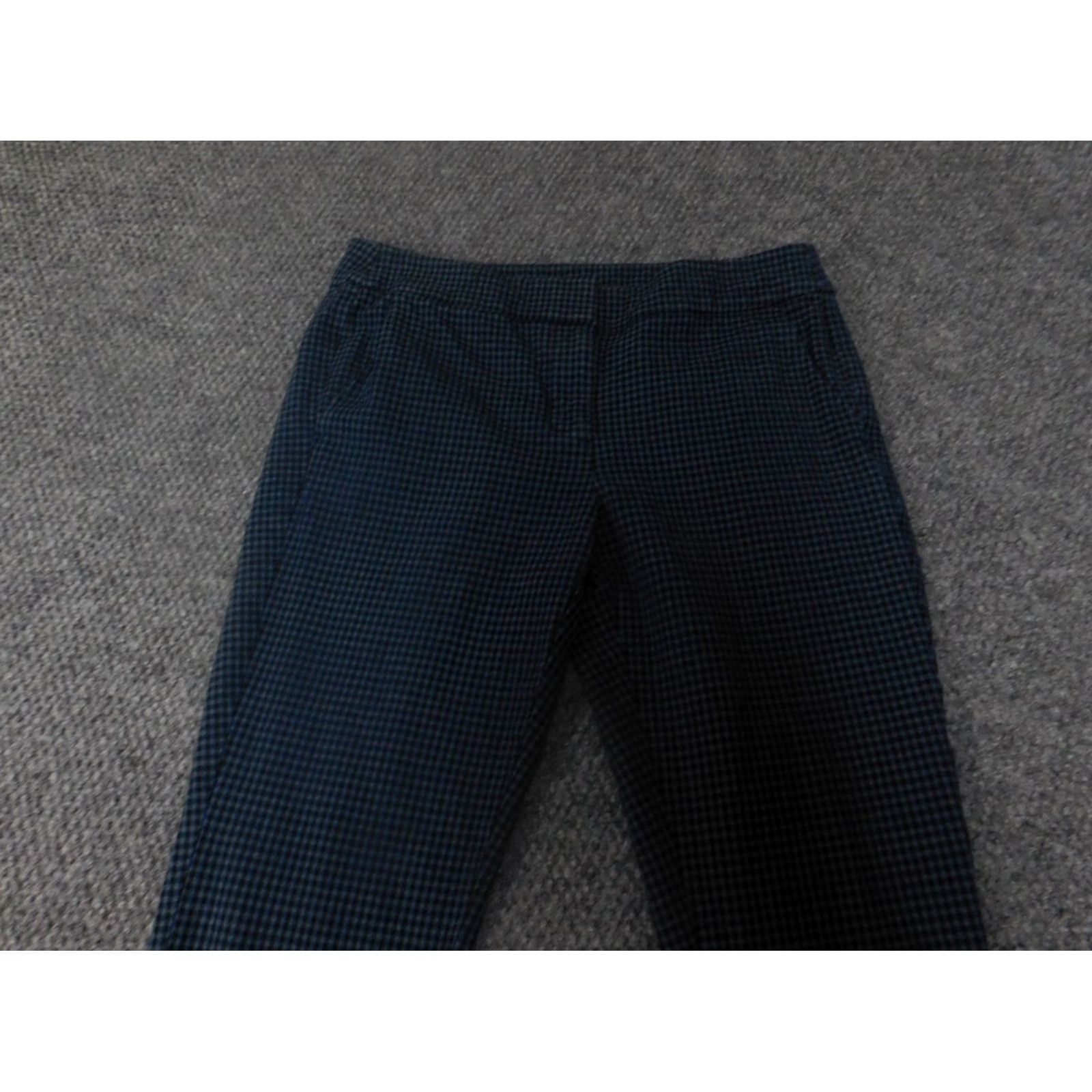 Ann Taylor VINTAGE? Loft Womens Pants 6 Blue Marisa Straight Plaid Chino Stretch Casual Regular Size 28" / US 6 / IT 42 - 7 Thumbnail