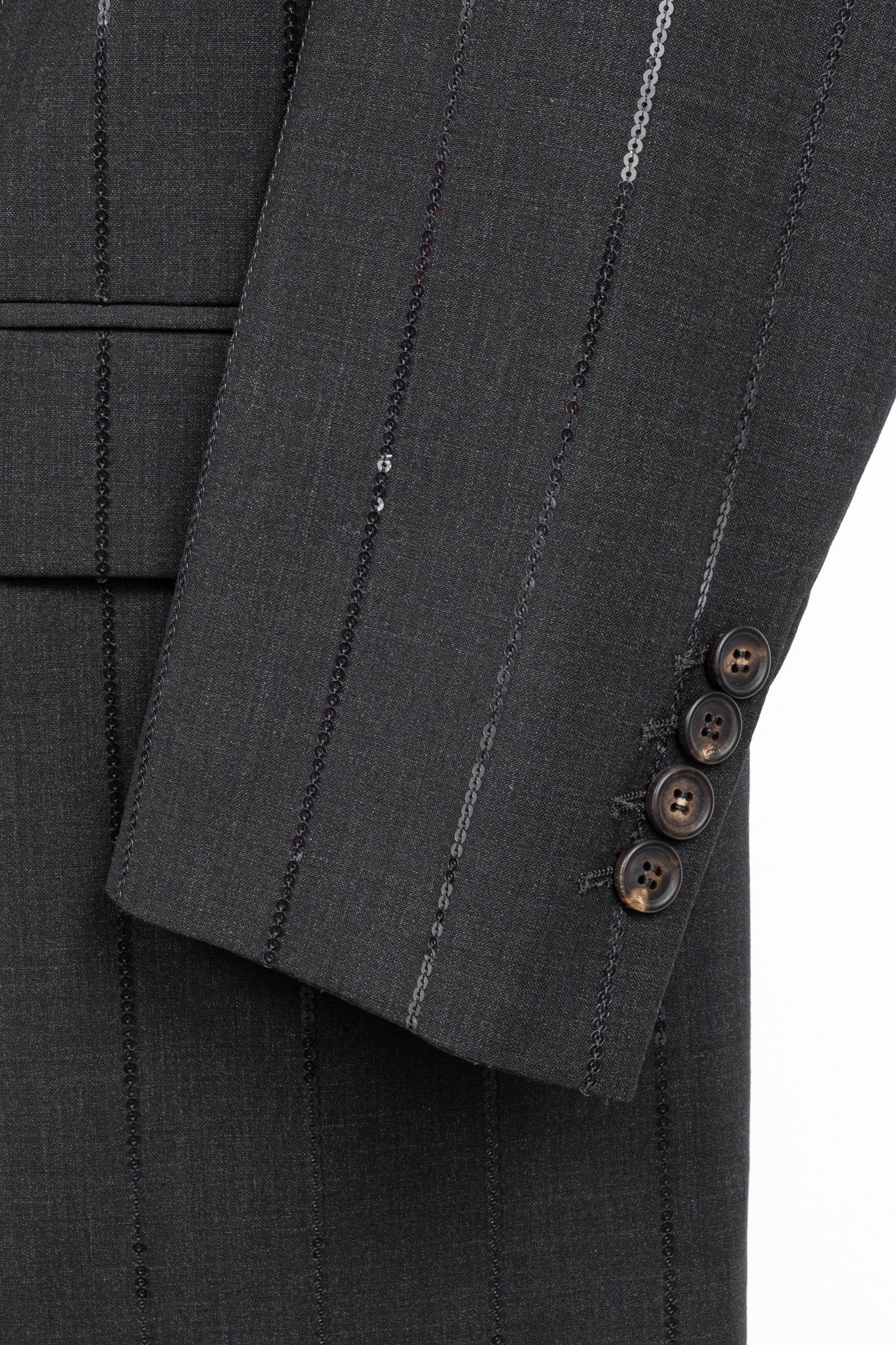 Brunello Cucinelli Brunello Cucinelli AW23 Wool-Blend Sequin-Stripe Blazer Size XL / US 12-14 / IT 48-50 - 6 Thumbnail