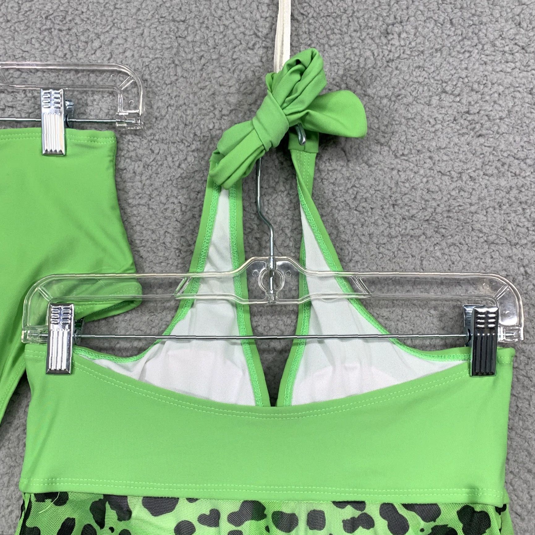 Vintage 2 Piece Tankini Swimsuit Women’s Size Small Green & Black Padded NWOT Size ONE SIZE - 6 Thumbnail