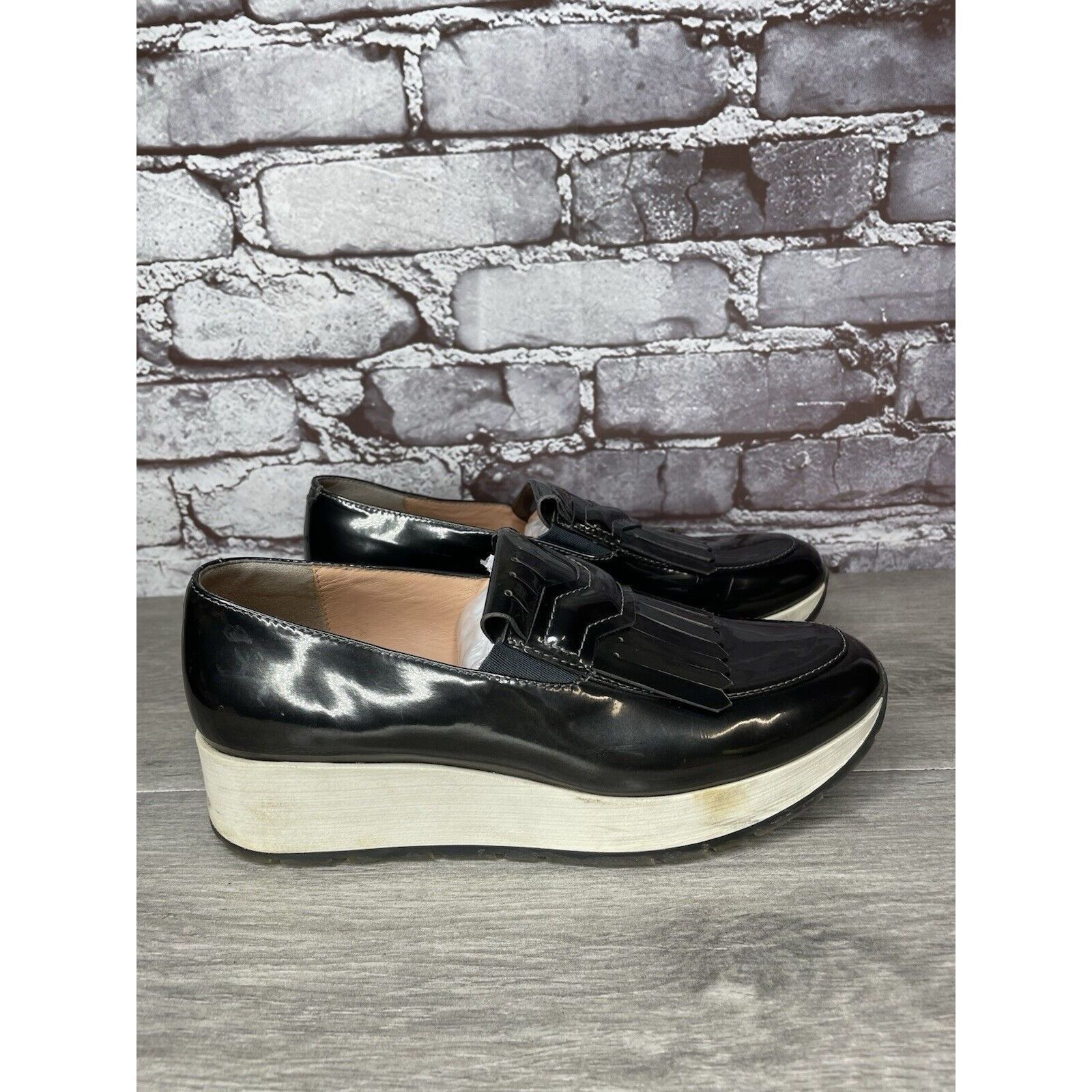 Other Musette Pewter Metallic Patent Leather Kiltie Wedge Shoes Wo Size US 7 / IT 37 - 14 Thumbnail