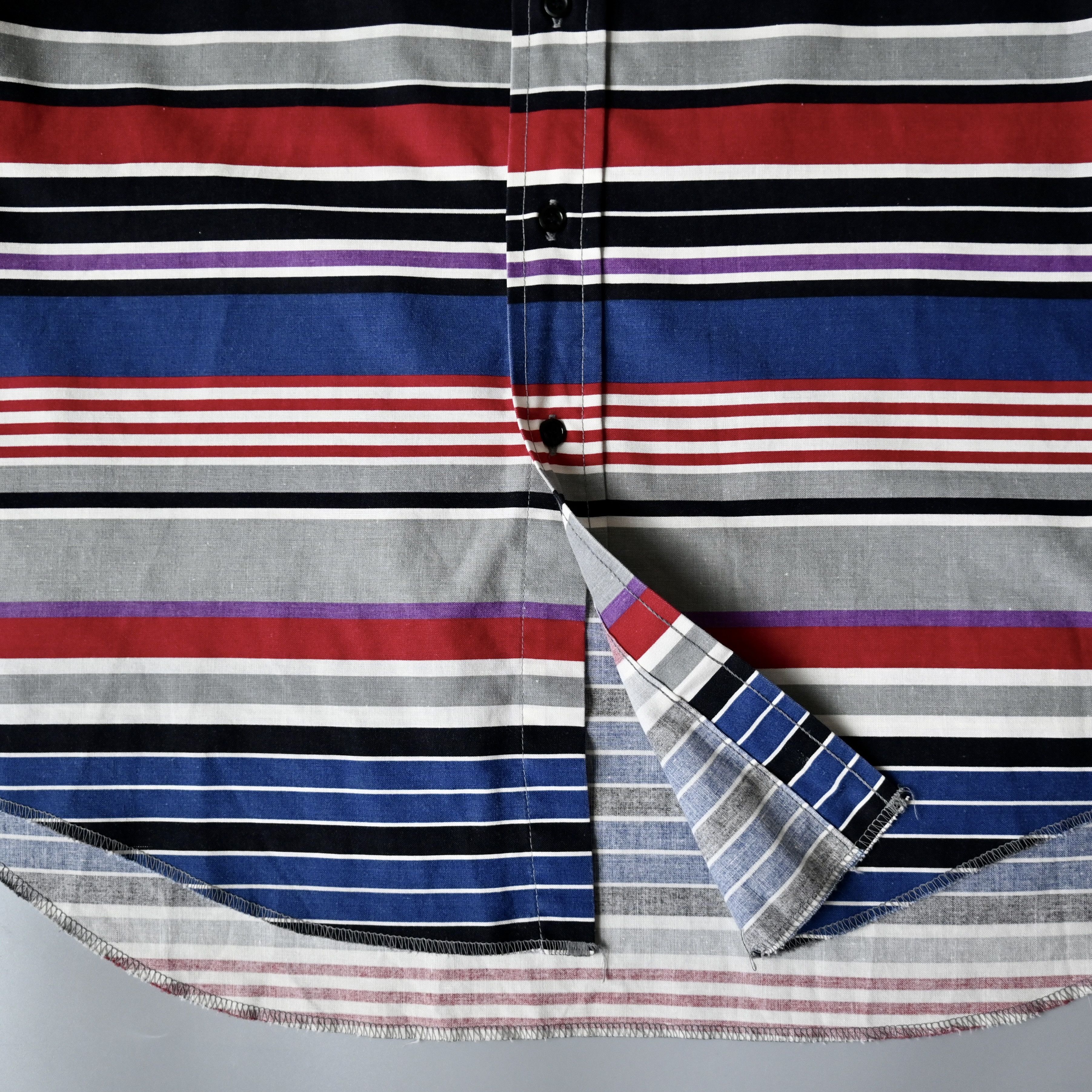 Vintage 90s Wrangler black x multi horizontal stripes western shirt Size US L / EU 52-54 / 3 - 10 Thumbnail