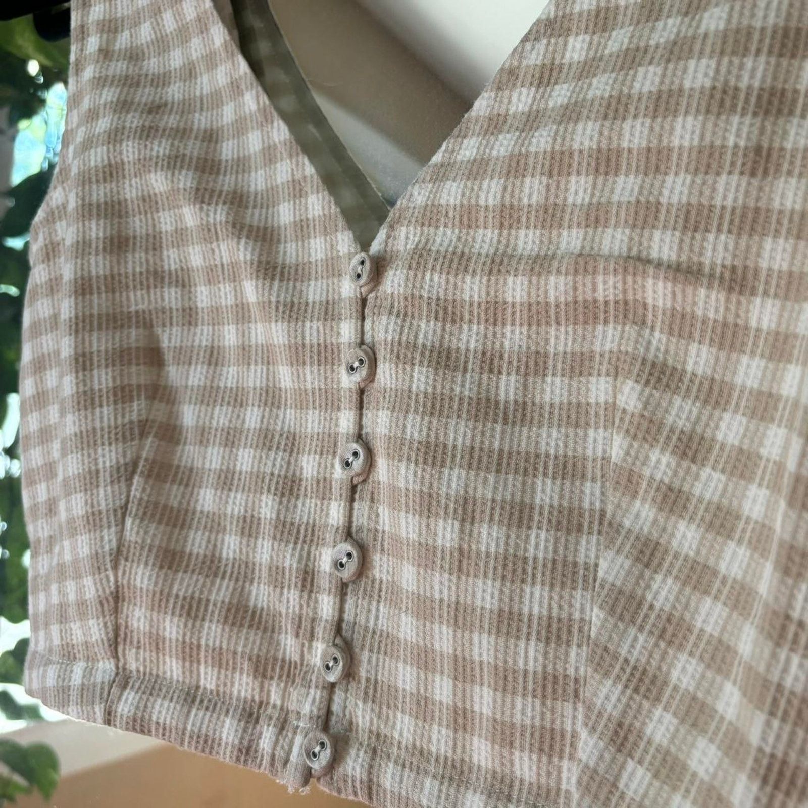Madewell NWT Madewell Gingham Button Vest Corset Style Crop Top 00 Size XXS / US 00 / IT 34 - 4 Thumbnail