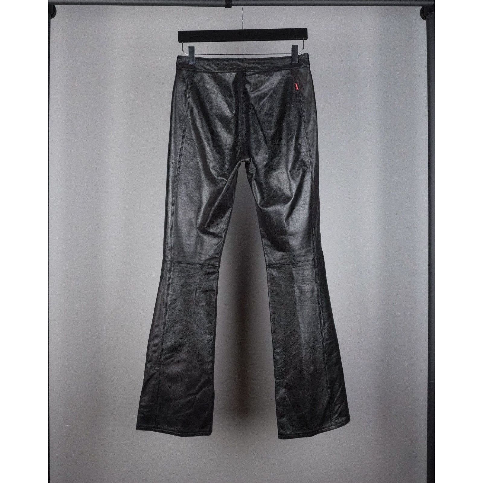 Levi's × Vintage Vintage levis real leather red logo black flared pants Size US 29 - 4 Thumbnail