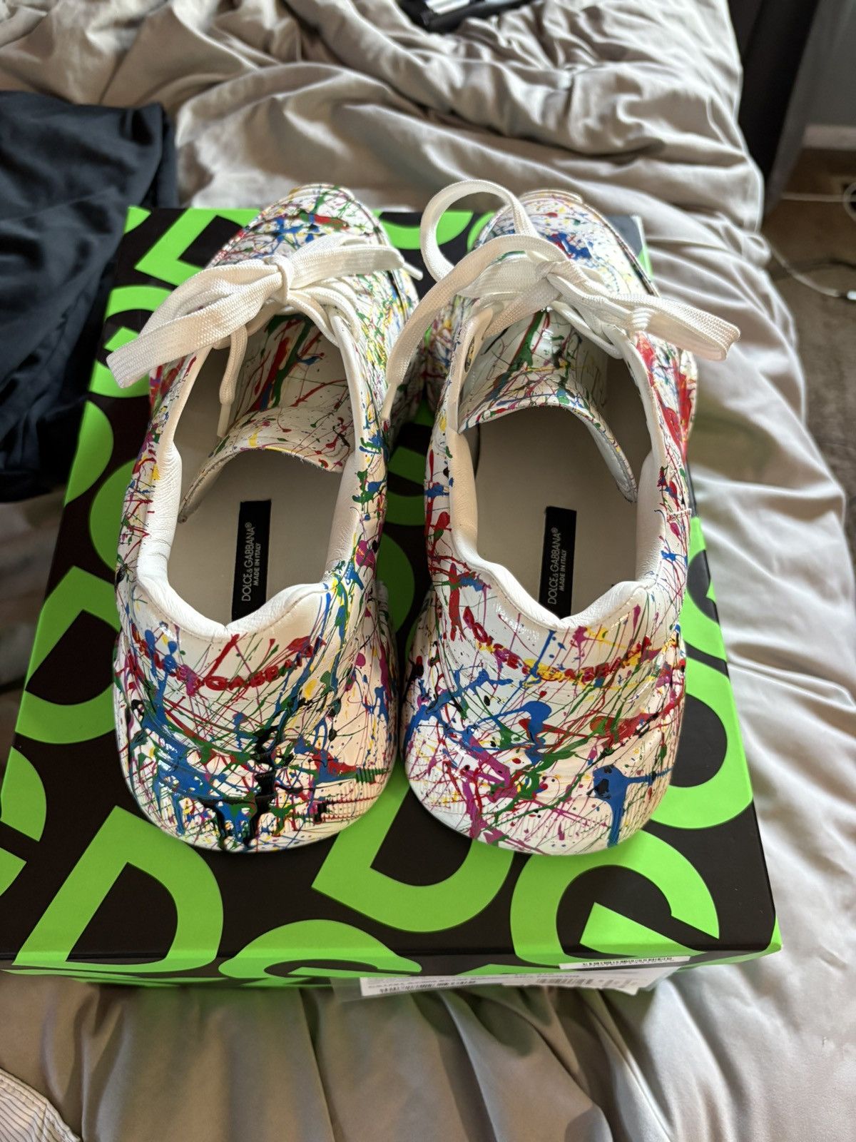 Dolce & Gabbana Dolce & Gabbana Men's Paint Splatter Low Top Sneakers Size US 8 / EU 41 - 2 Thumbnail