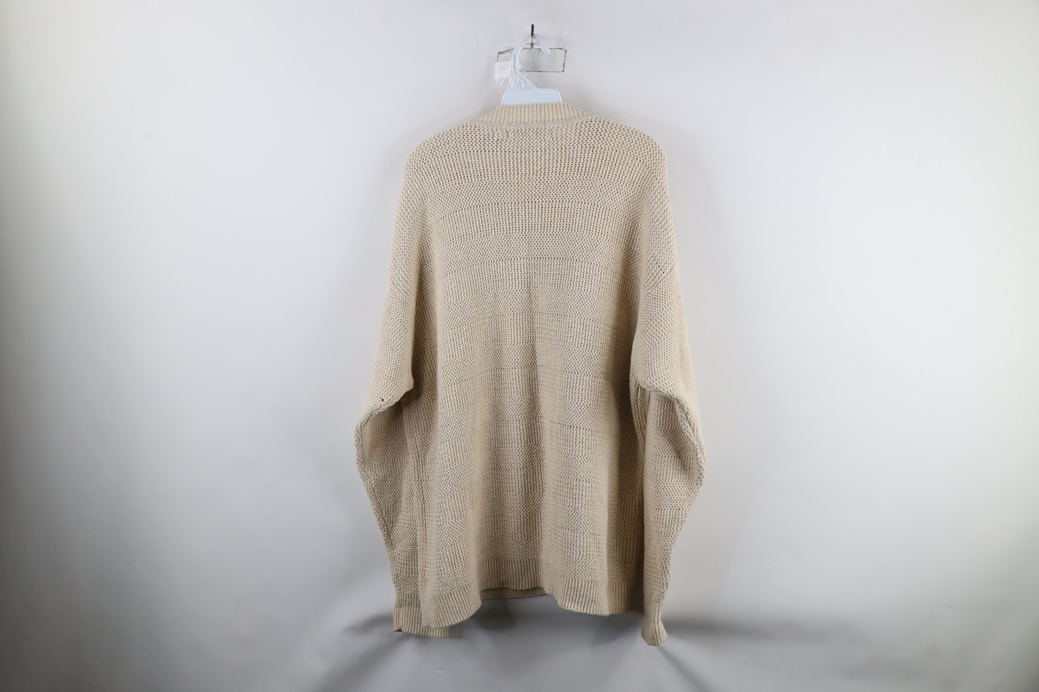 Vintage Vintage 90s Streetwear Blank Wavy Knit Sweater Beige Size US XL / EU 56 / 4 - 6 Thumbnail