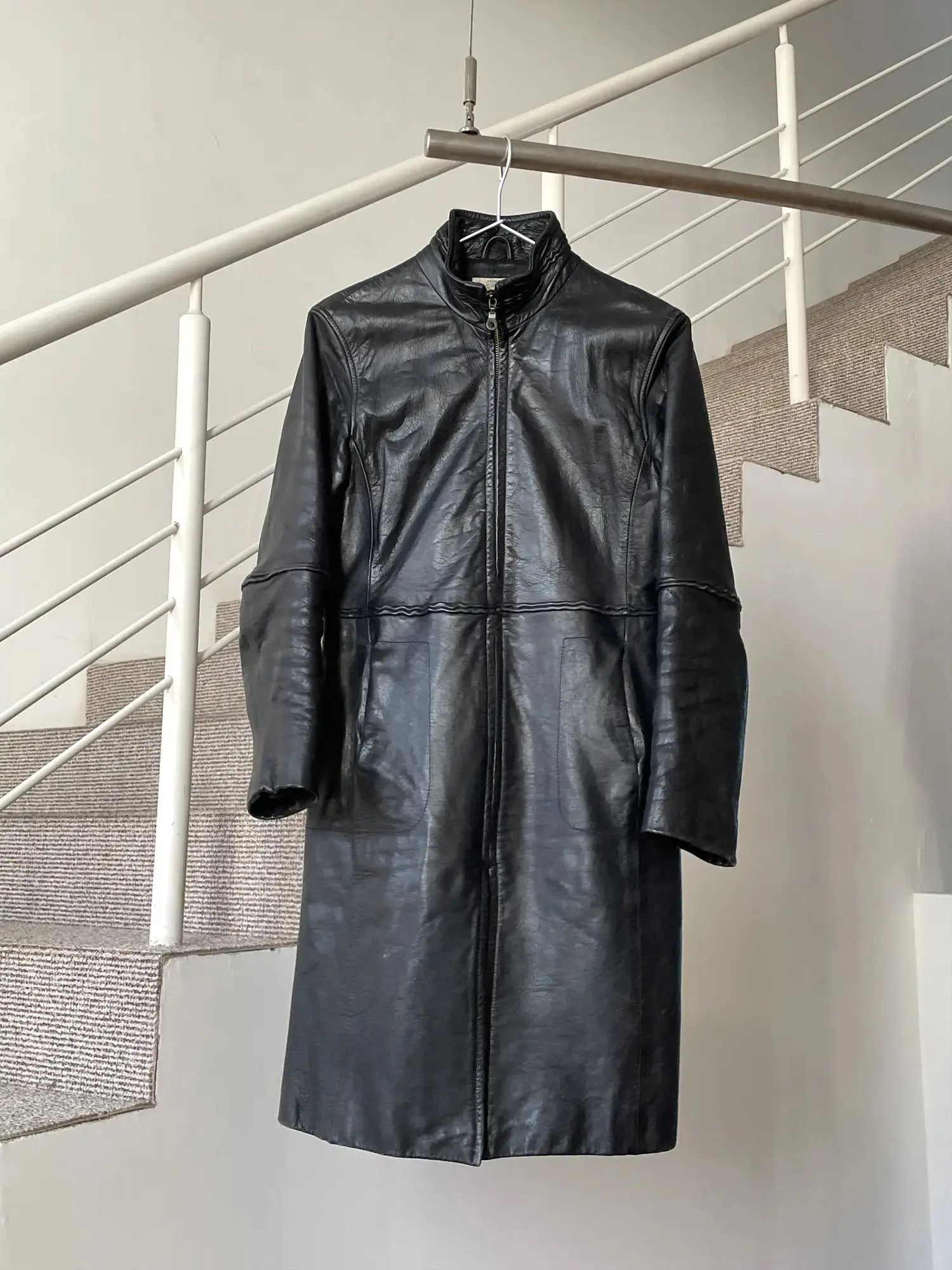 Armani ARMANI Coat Leather Jacket Trench 90s Sport Black E1039 Size M / US 6-8 / IT 42-44 - 1 Thumbnail