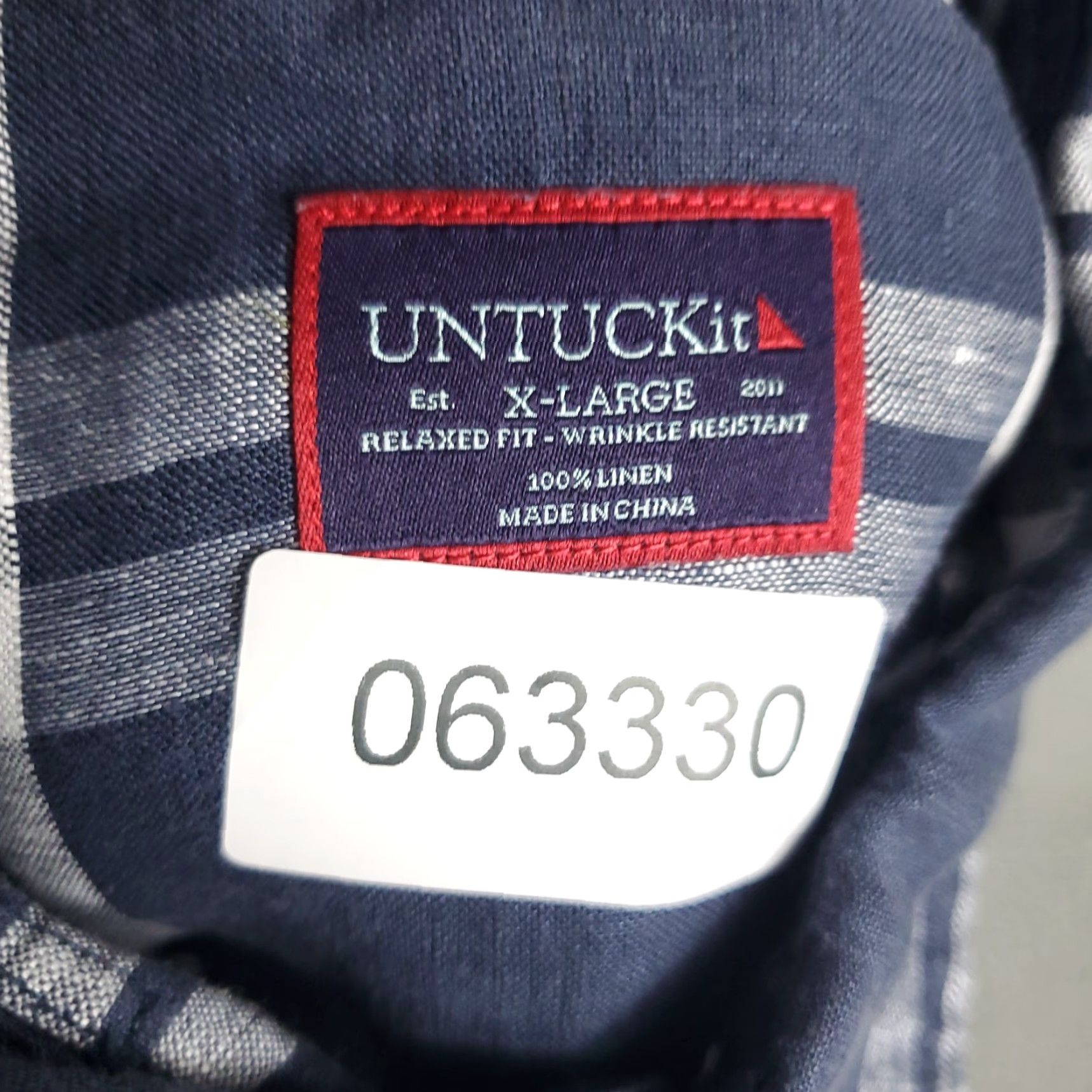 UNTUCKit UNTUCKit Men's XL Blue Plaid Linen Button-Up Shirt Long Sleeve Casual Size US XL / EU 56 / 4 - 7 Thumbnail