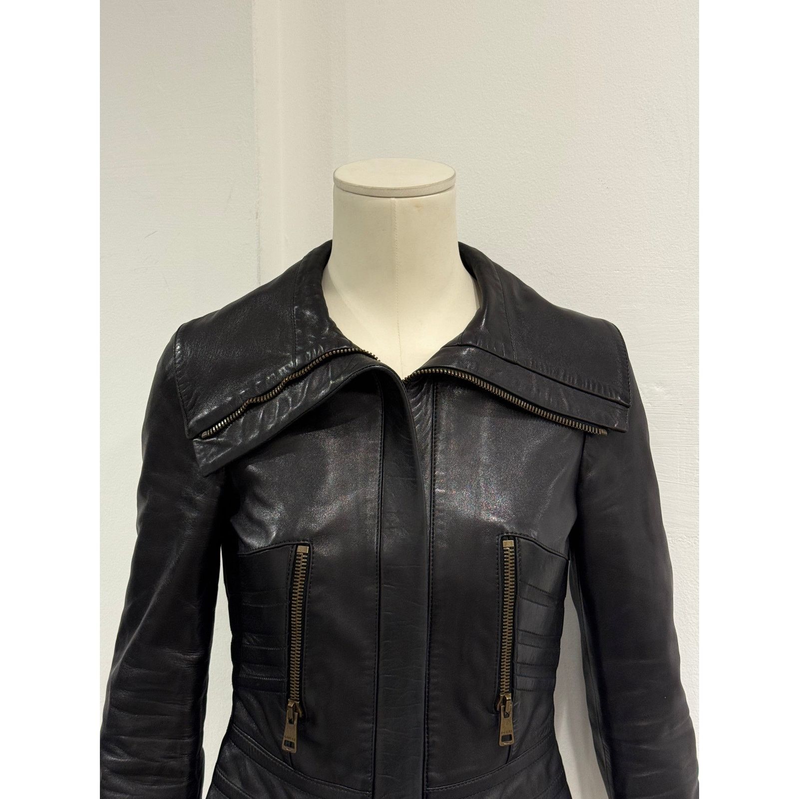 Gucci A/W2003 Gucci by tom Ford paneled moto leather jacket Size M / US 6-8 / IT 42-44 - 9 Thumbnail