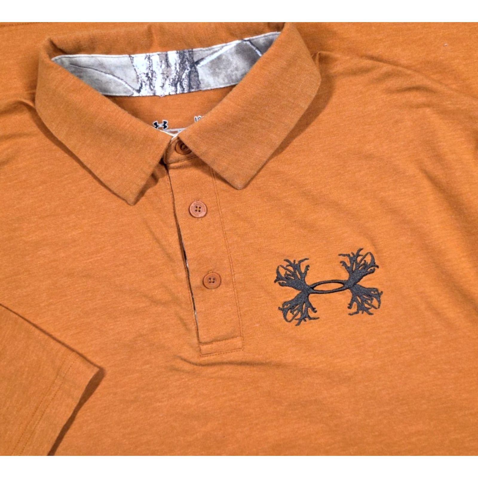 Under Armour VINTAGE Under Armour Polo Shirt Mens L Orange Hunting Embroidered Big Rack Logo Camo Size US L / EU 52-54 / 3 - 2 Thumbnail