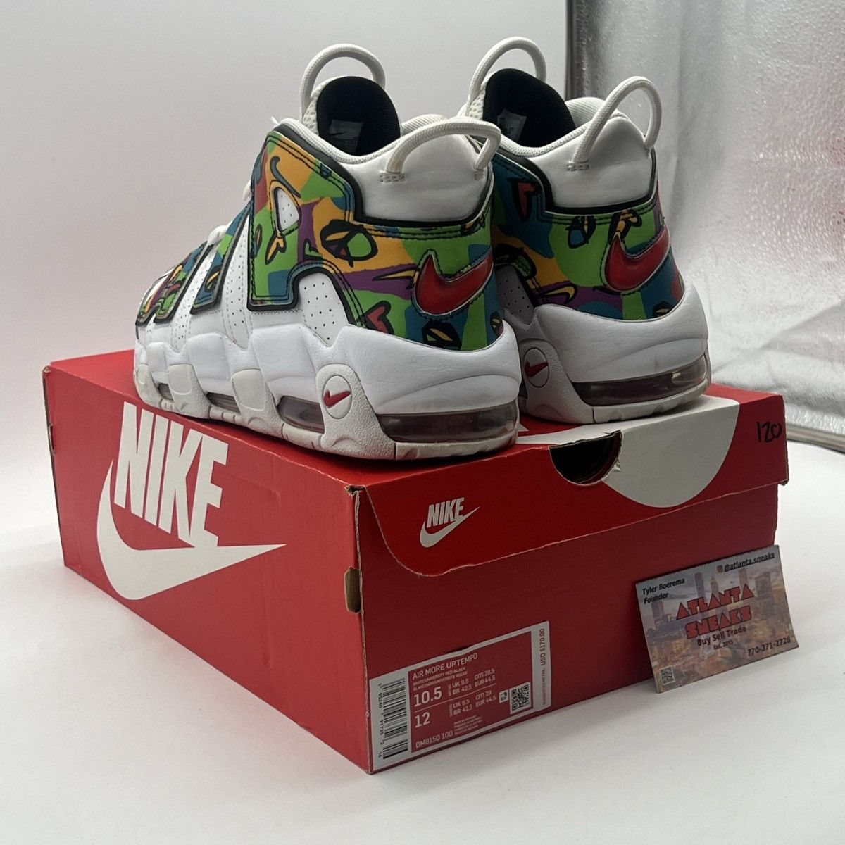 Nike Air more uptempo peace love basketball Size US 10.5 / EU 43-44 - 4 Thumbnail