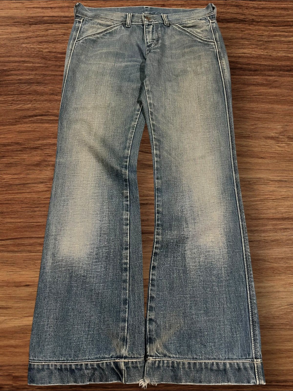 Diesel Vintage Diesel Blue Faded Washed Frayed Leg Flare Jeans Size 30" / US 8 / IT 44 - 1 Thumbnail