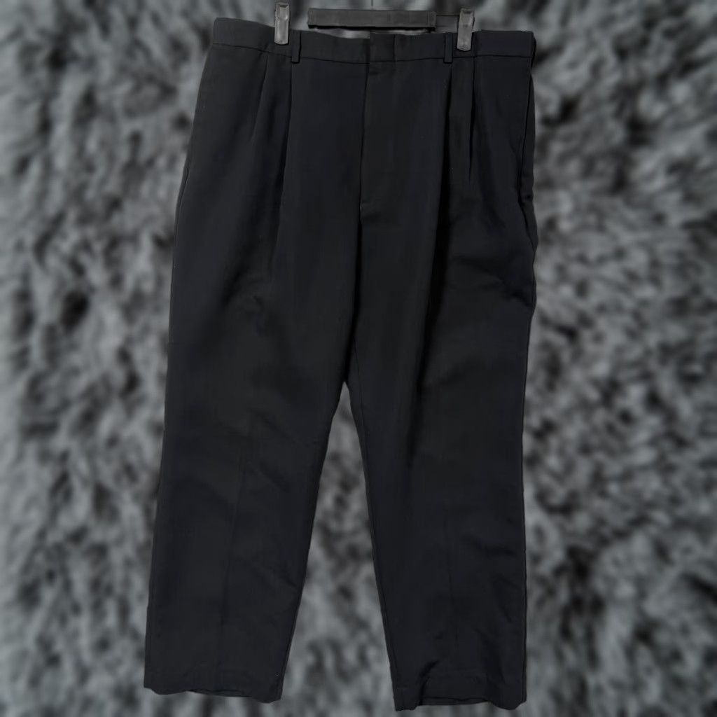 Geoffrey Beene VINTAGE Geoffrey Beene Mens Dress Pants 38x29.5 Black Pleated Straight Leg Front Slash Pockets 90s Business Formal Narrow Size US 38 / EU 54 - 1 Thumbnail